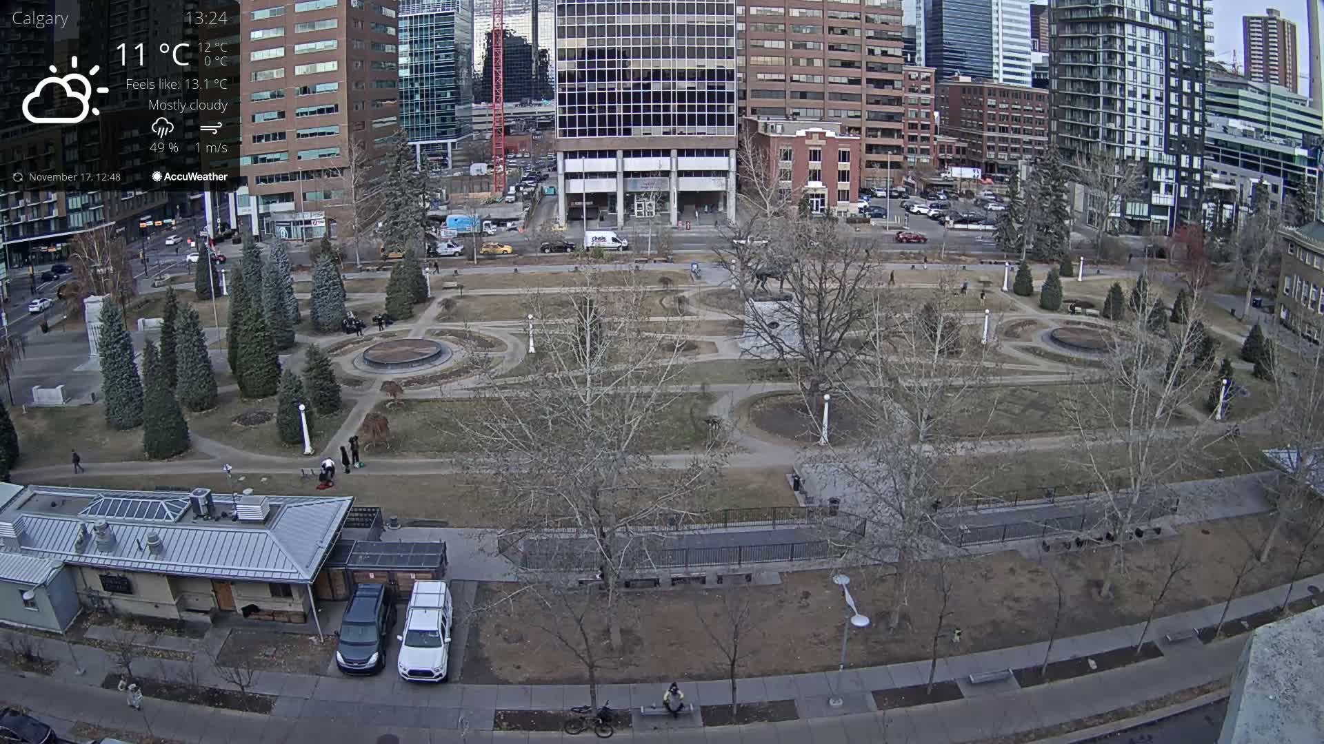 Calgary, Central Memorial Park Live Cam - Calgary, Rocky View County and Foothills County, Alberta, Canada
