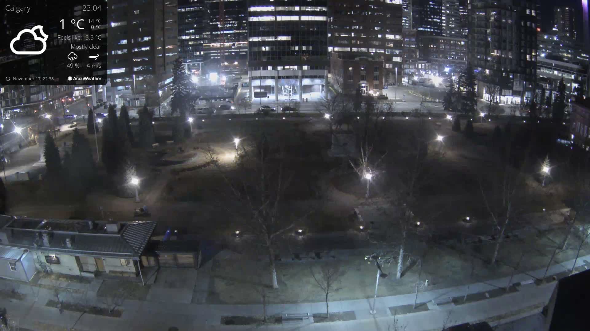 Calgary, Central Memorial Park Live Cam - Calgary, Rocky View County and Foothills County, Alberta, Canada