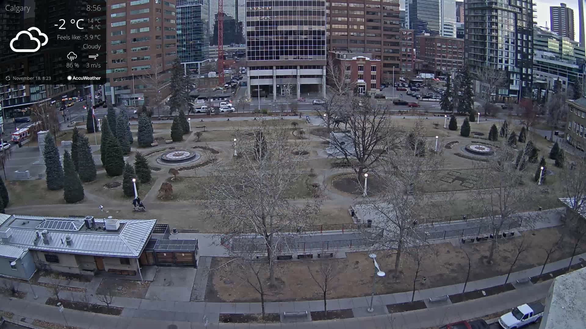 Calgary, Central Memorial Park Live Cam - Calgary, Rocky View County and Foothills County, Alberta, Canada