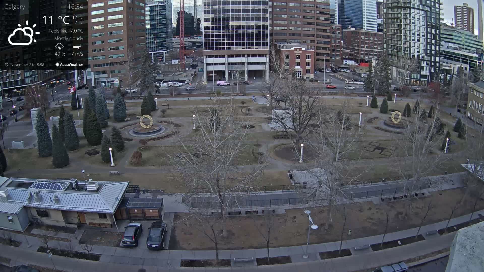Calgary, Central Memorial Park Live Cam - Calgary, Rocky View County and Foothills County, Alberta, Canada