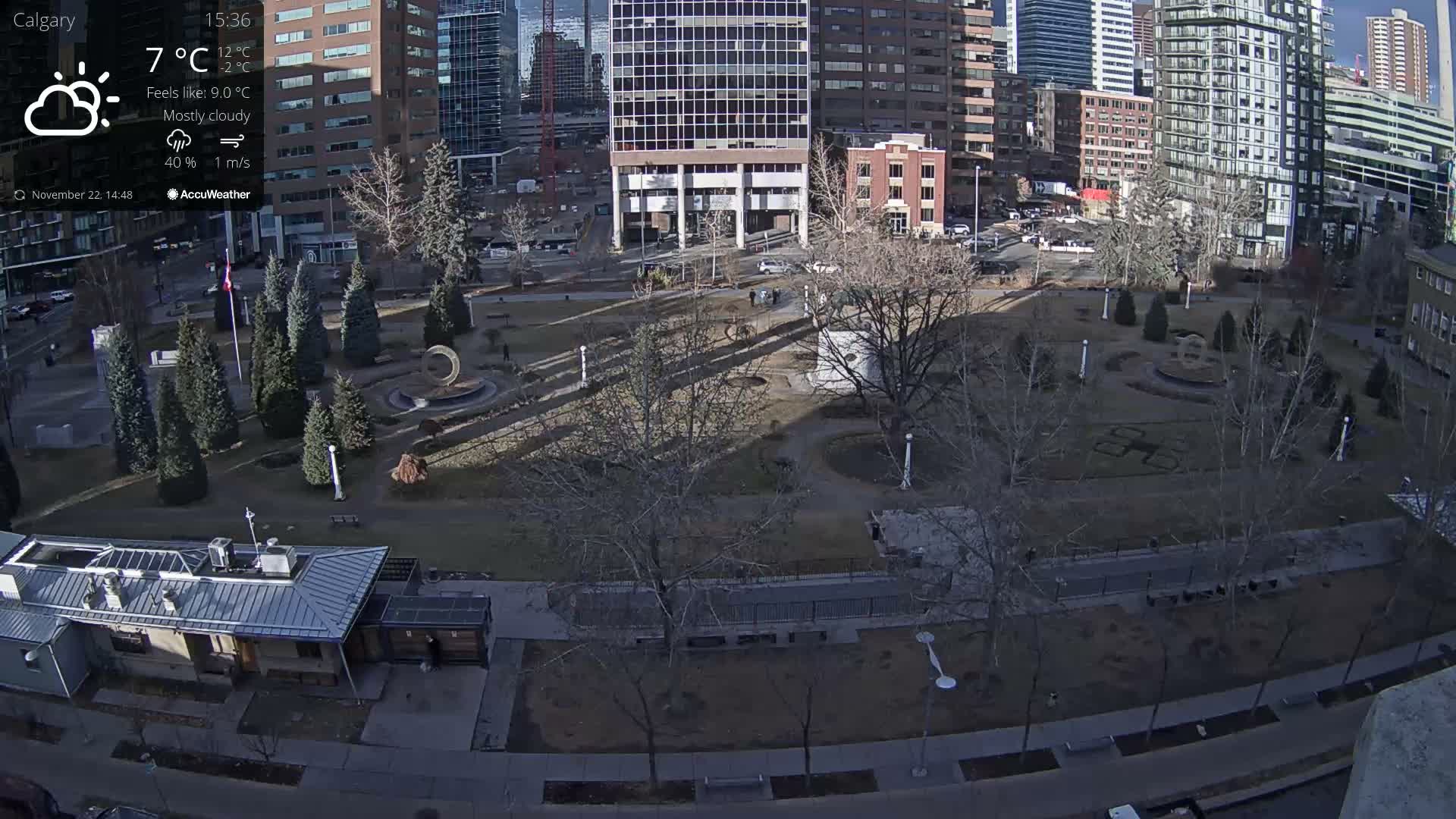 Calgary, Central Memorial Park Live Cam - Calgary, Rocky View County and Foothills County, Alberta, Canada