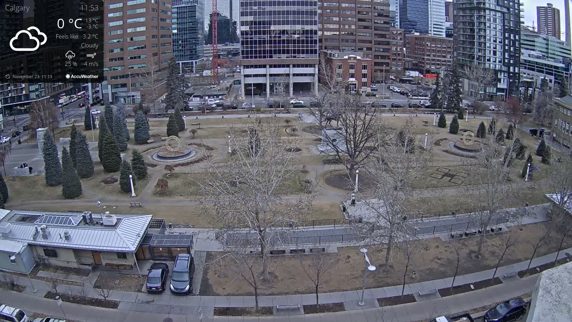 Calgary, Central Memorial Park Live Cam - Calgary, Rocky View County and Foothills County, Alberta, Canada