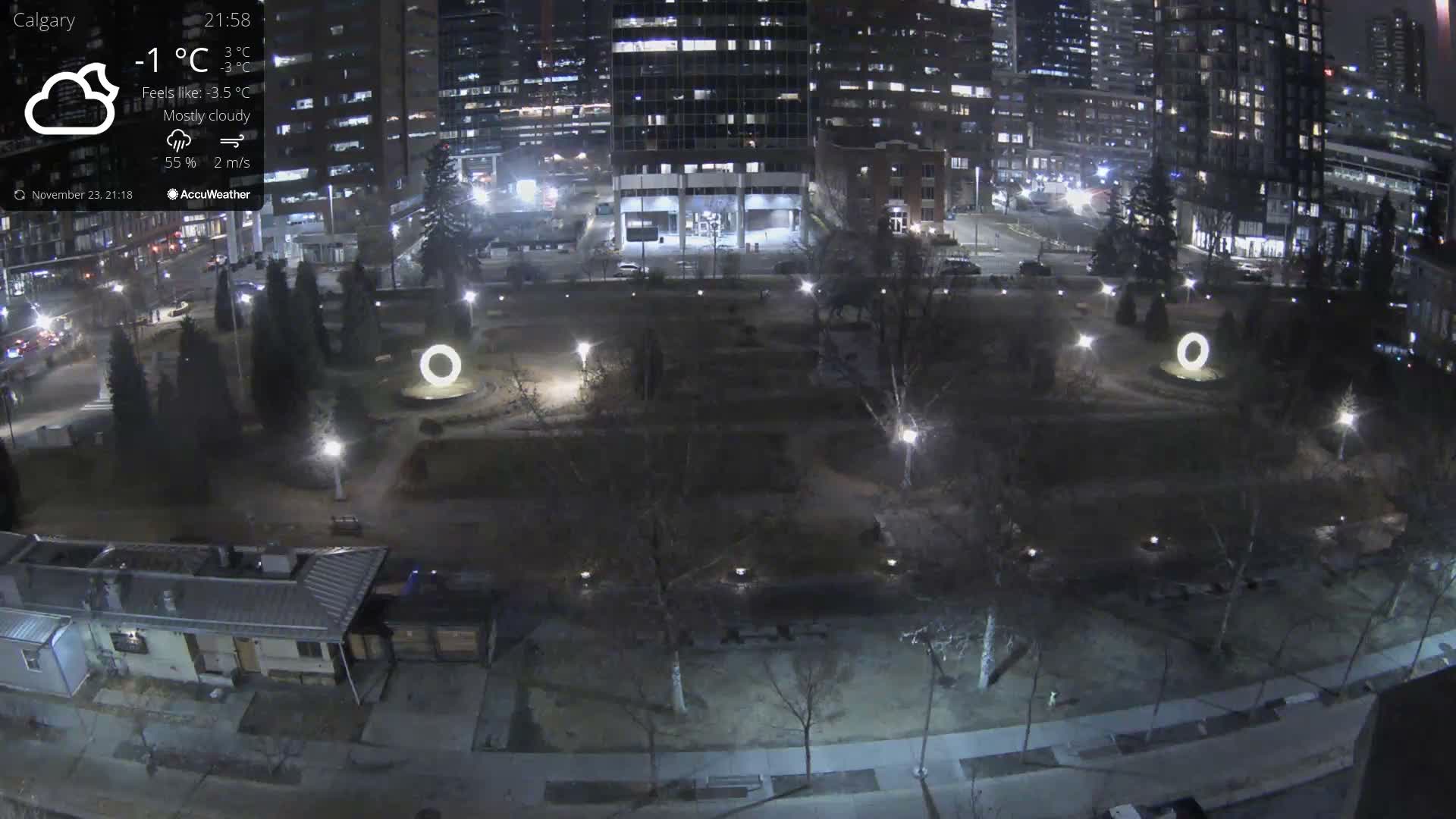 Calgary, Central Memorial Park Live Cam - Calgary, Rocky View County and Foothills County, Alberta, Canada