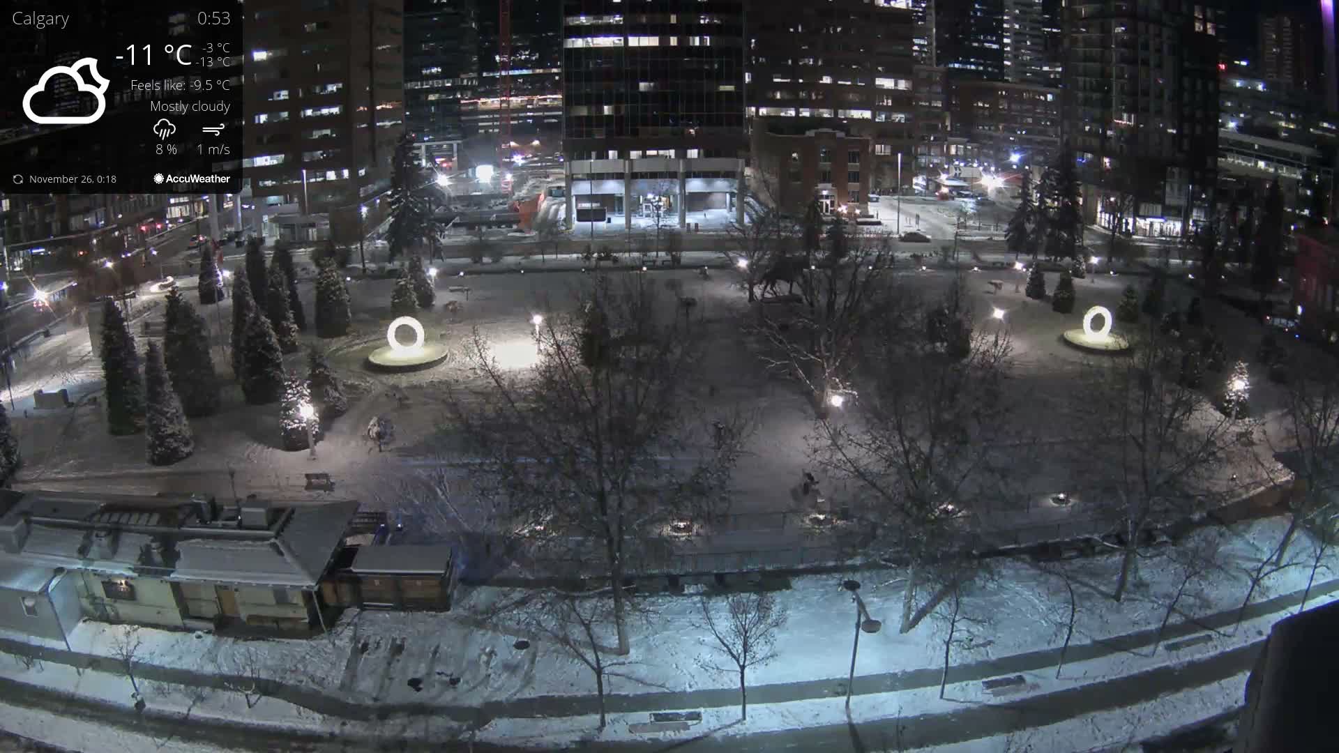 Calgary, Central Memorial Park Live Cam - Calgary, Rocky View County and Foothills County, Alberta, Canada