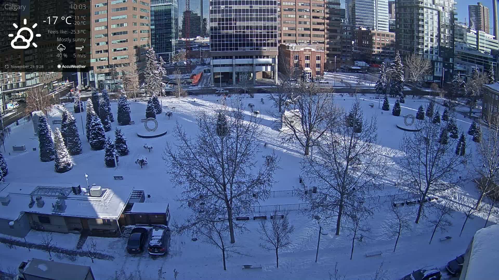 Calgary, Central Memorial Park Live Cam - Calgary, Rocky View County and Foothills County, Alberta, Canada