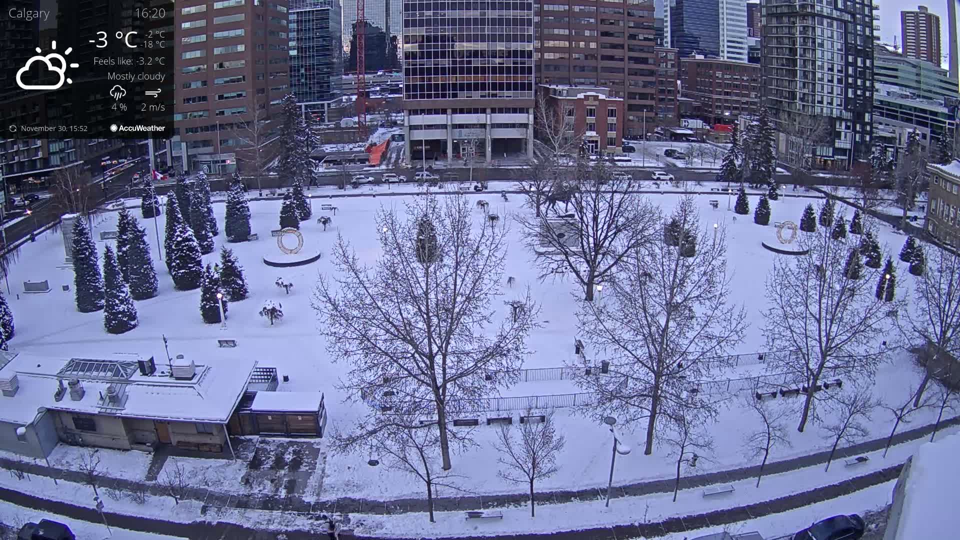 Calgary, Central Memorial Park Live Cam - Calgary, Rocky View County and Foothills County, Alberta, Canada