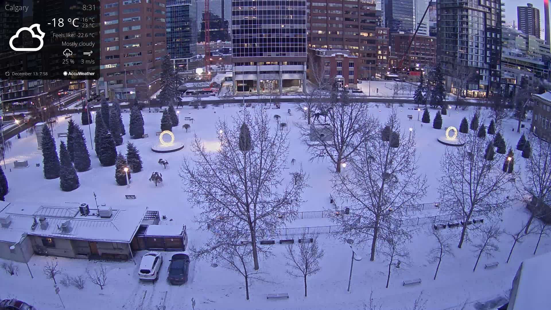 Calgary, Central Memorial Park Live Cam - Calgary, Rocky View County and Foothills County, Alberta, Canada