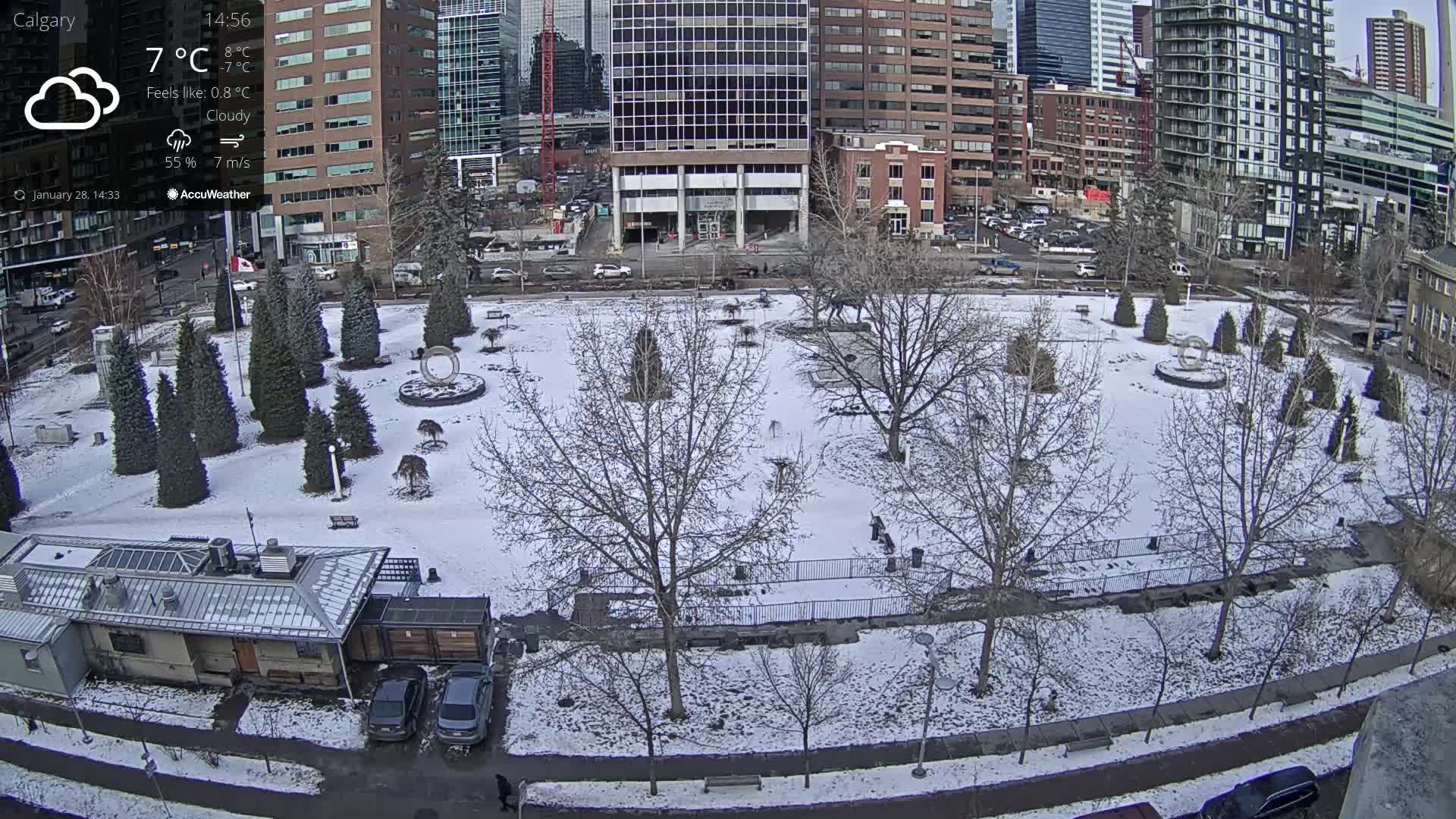 Calgary, Central Memorial Park Live Cam - Calgary, Rocky View County and Foothills County, Alberta, Canada