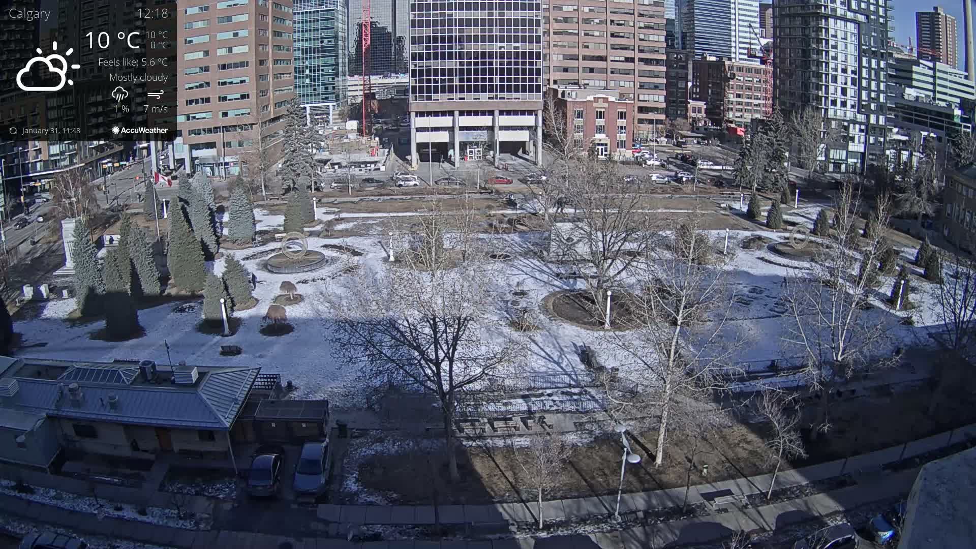 Calgary, Central Memorial Park Live Cam - Calgary, Rocky View County and Foothills County, Alberta, Canada