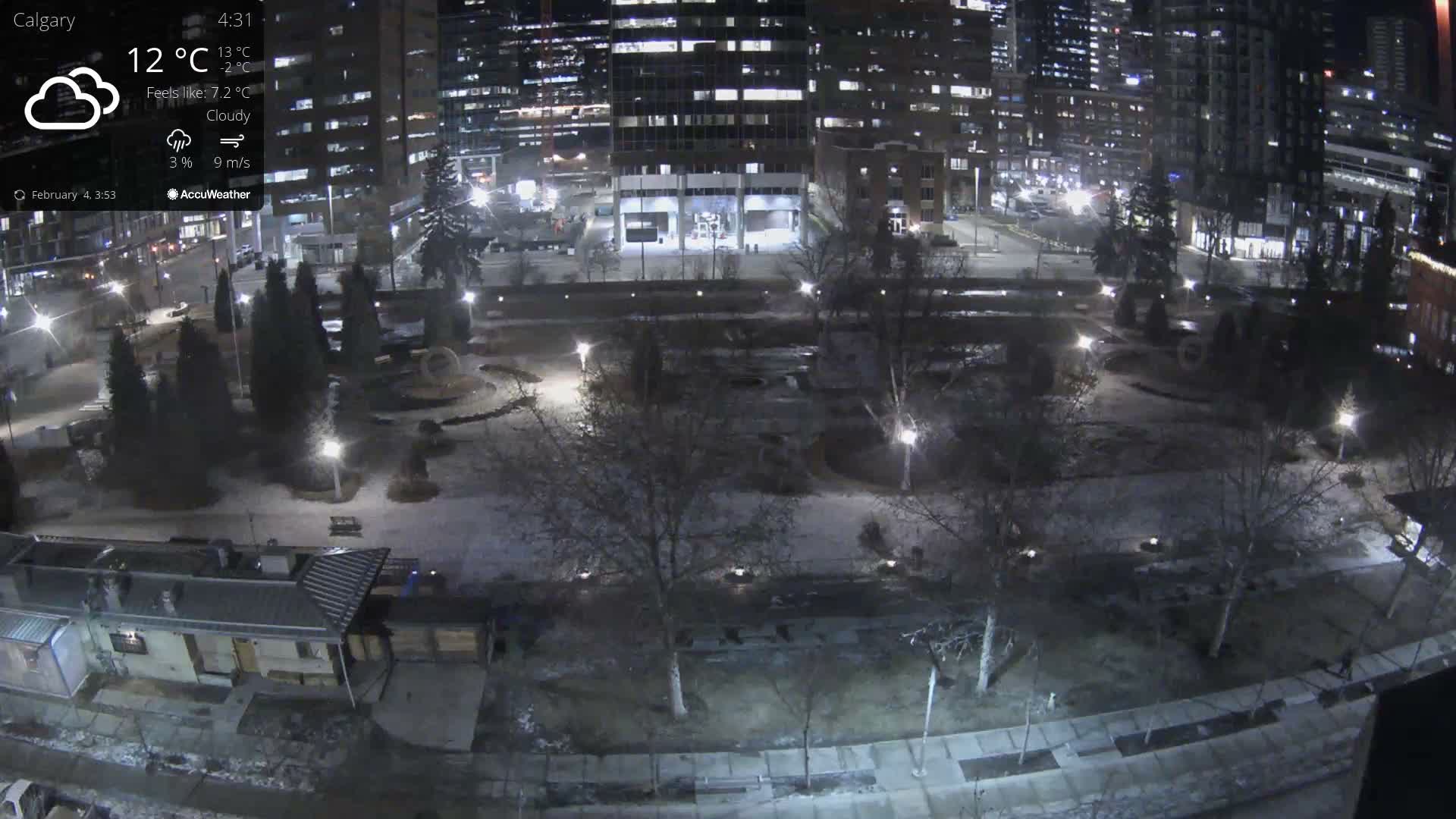 Calgary, Central Memorial Park Live Cam - Calgary, Rocky View County and Foothills County, Alberta, Canada