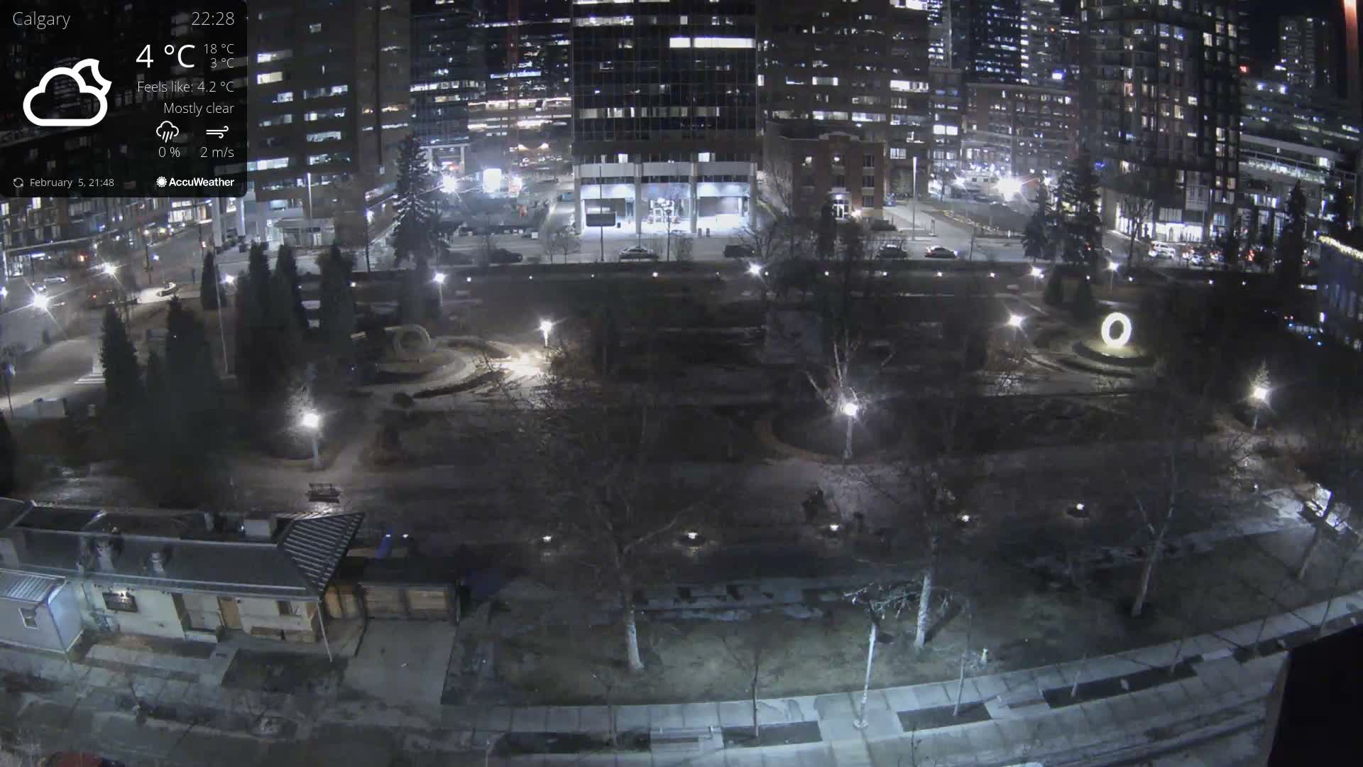 Calgary, Central Memorial Park Live Cam - Calgary, Rocky View County and Foothills County, Alberta, Canada