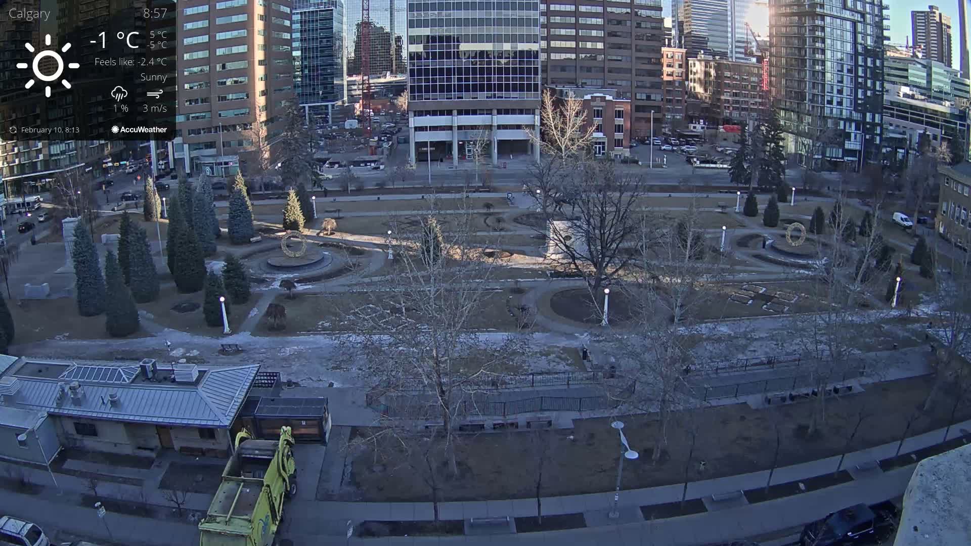 Calgary, Central Memorial Park Live Cam - Calgary, Rocky View County and Foothills County, Alberta, Canada