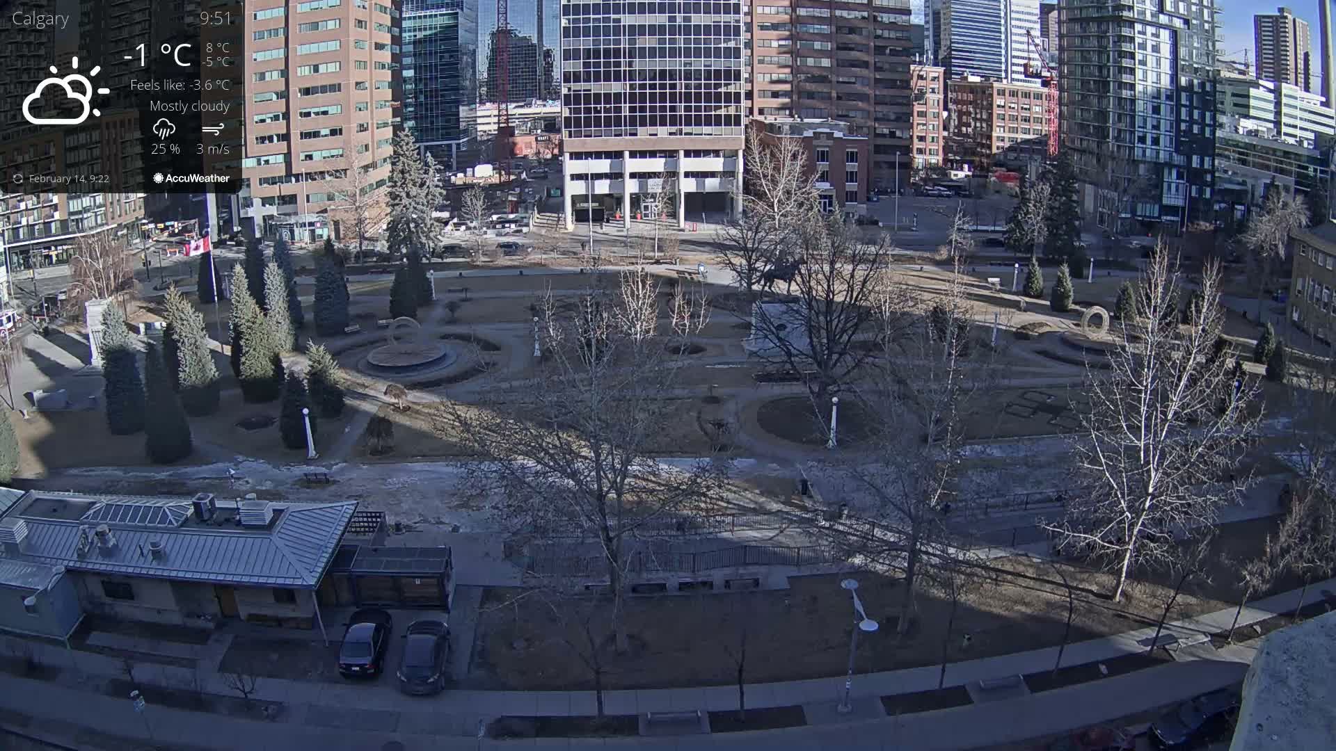 Calgary, Central Memorial Park Live Cam - Calgary, Rocky View County and Foothills County, Alberta, Canada