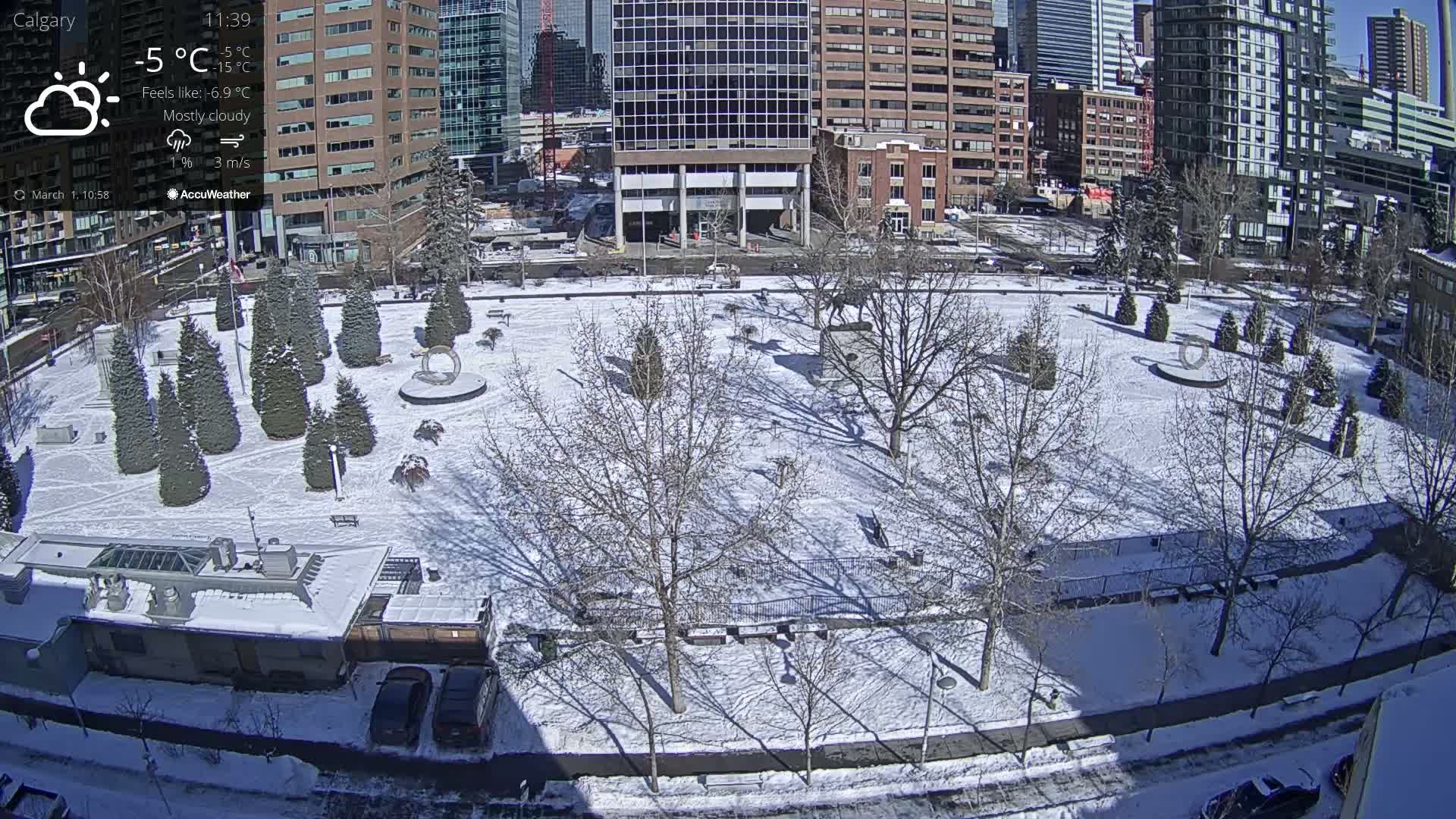 Calgary, Central Memorial Park Live Cam - Calgary, Rocky View County and Foothills County, Alberta, Canada