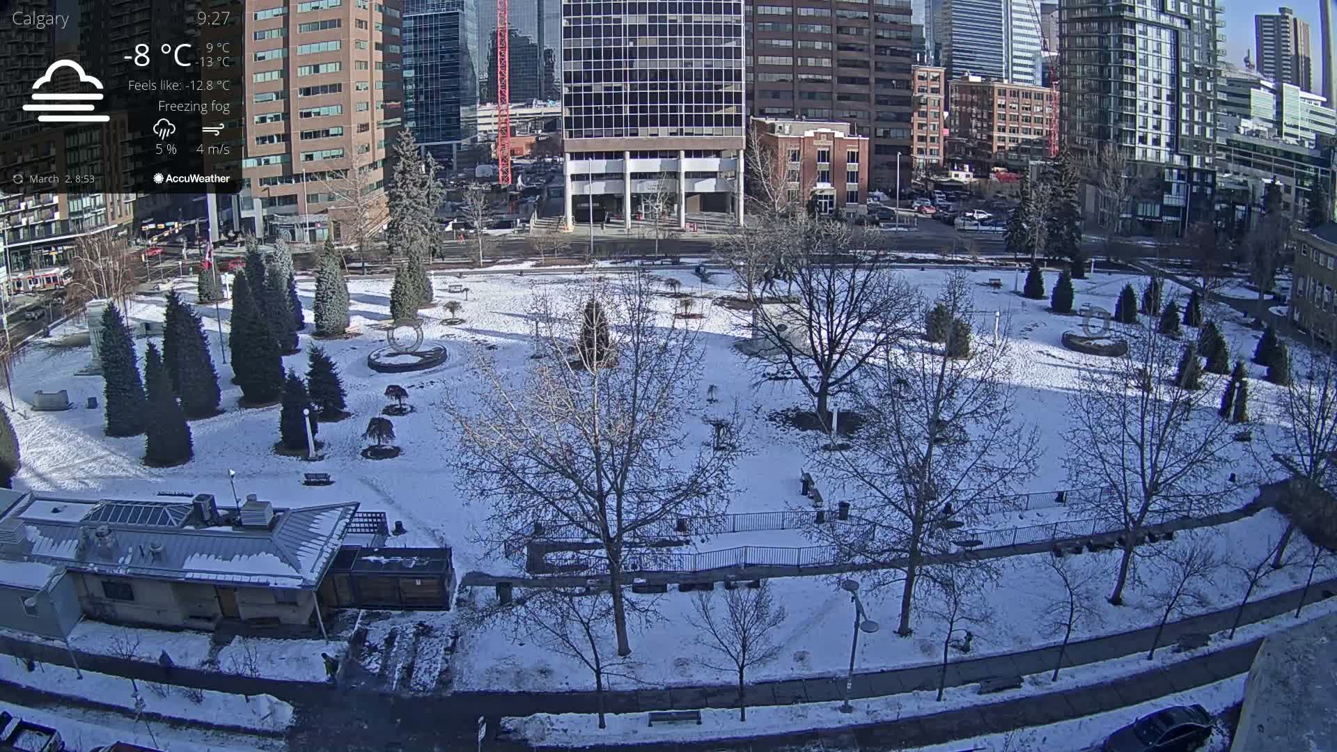 Calgary, Central Memorial Park Live Cam - Calgary, Rocky View County and Foothills County, Alberta, Canada