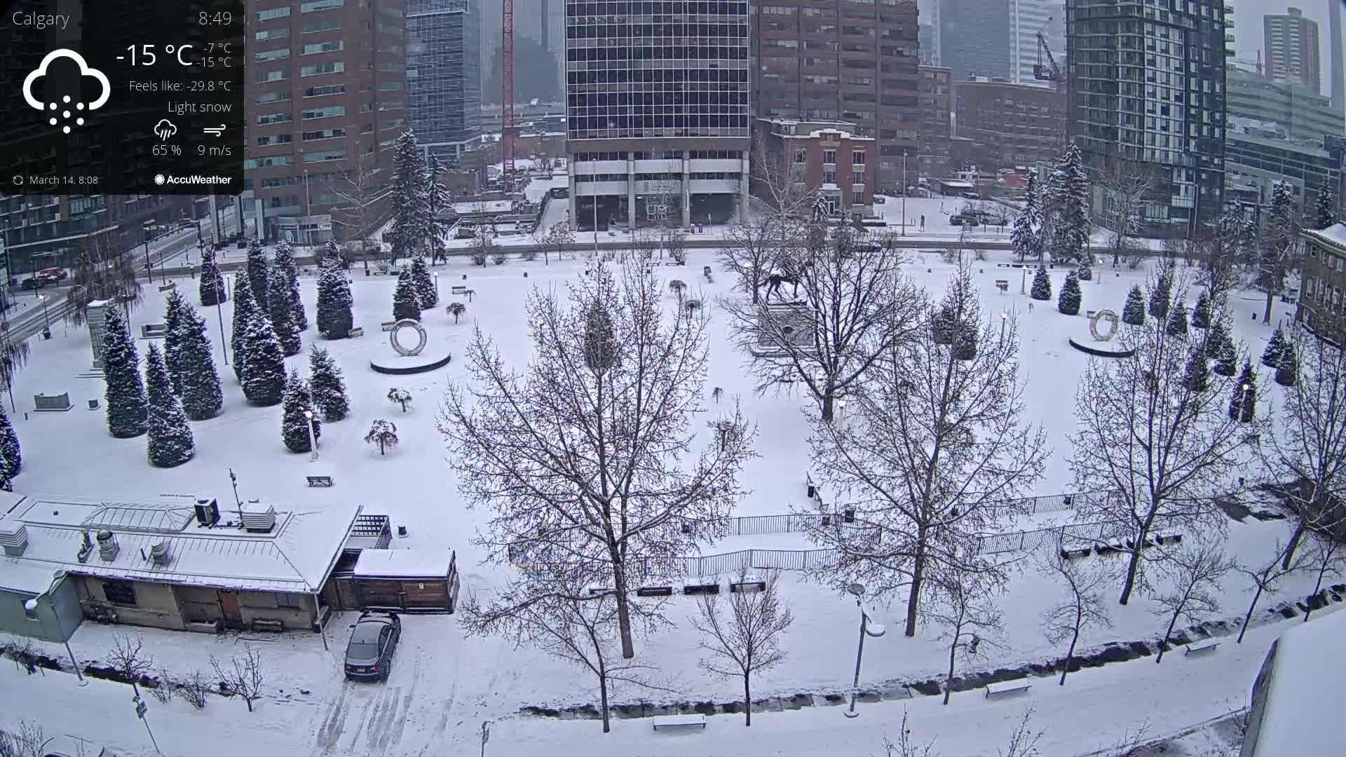 Calgary, Central Memorial Park Live Cam - Calgary, Rocky View County and Foothills County, Alberta, Canada