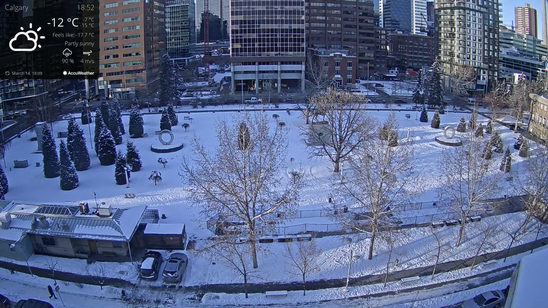 Calgary, Central Memorial Park Live Cam - Calgary, Rocky View County and Foothills County, Alberta, Canada