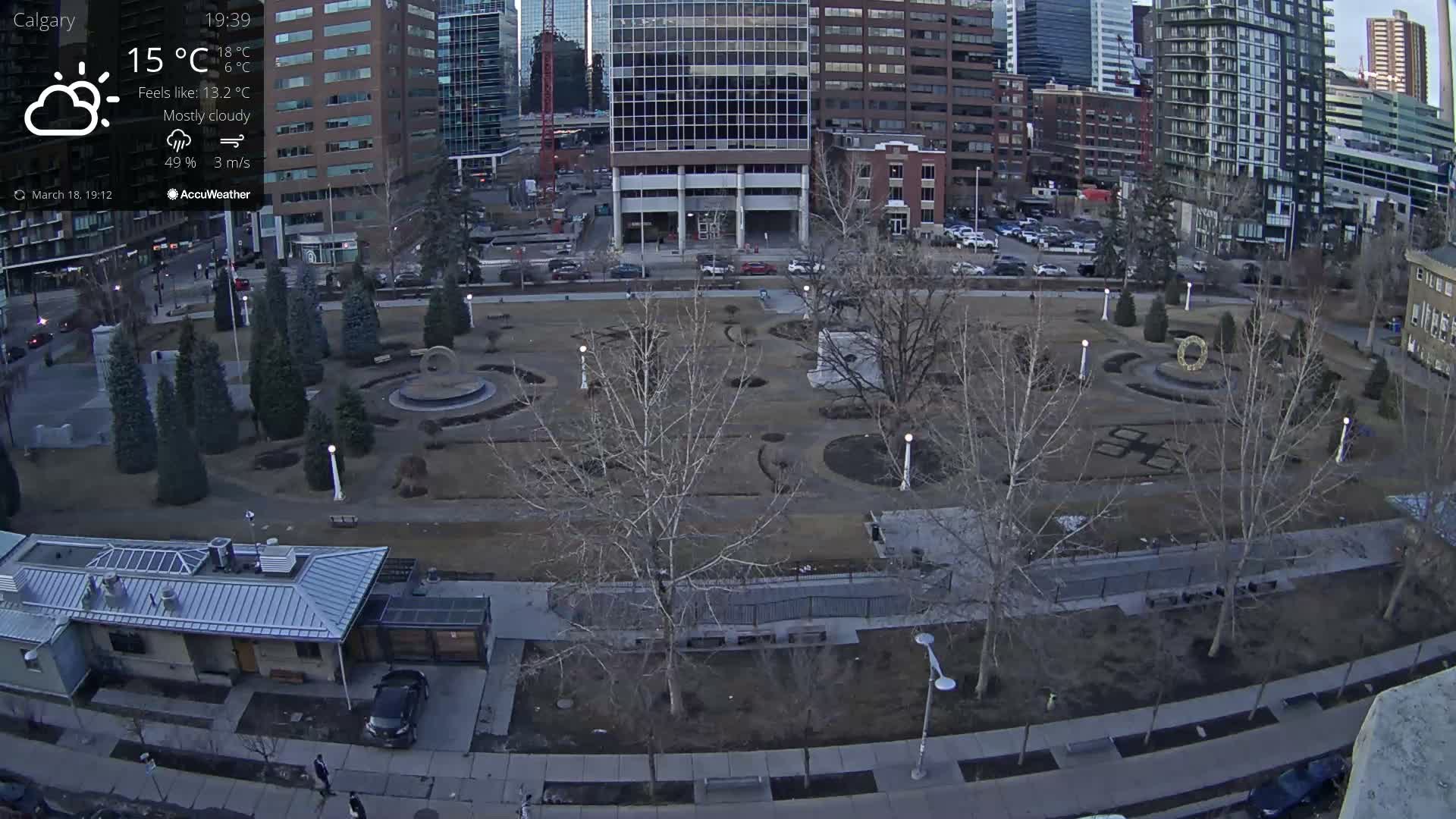 Calgary, Central Memorial Park Live Cam - Calgary, Rocky View County and Foothills County, Alberta, Canada