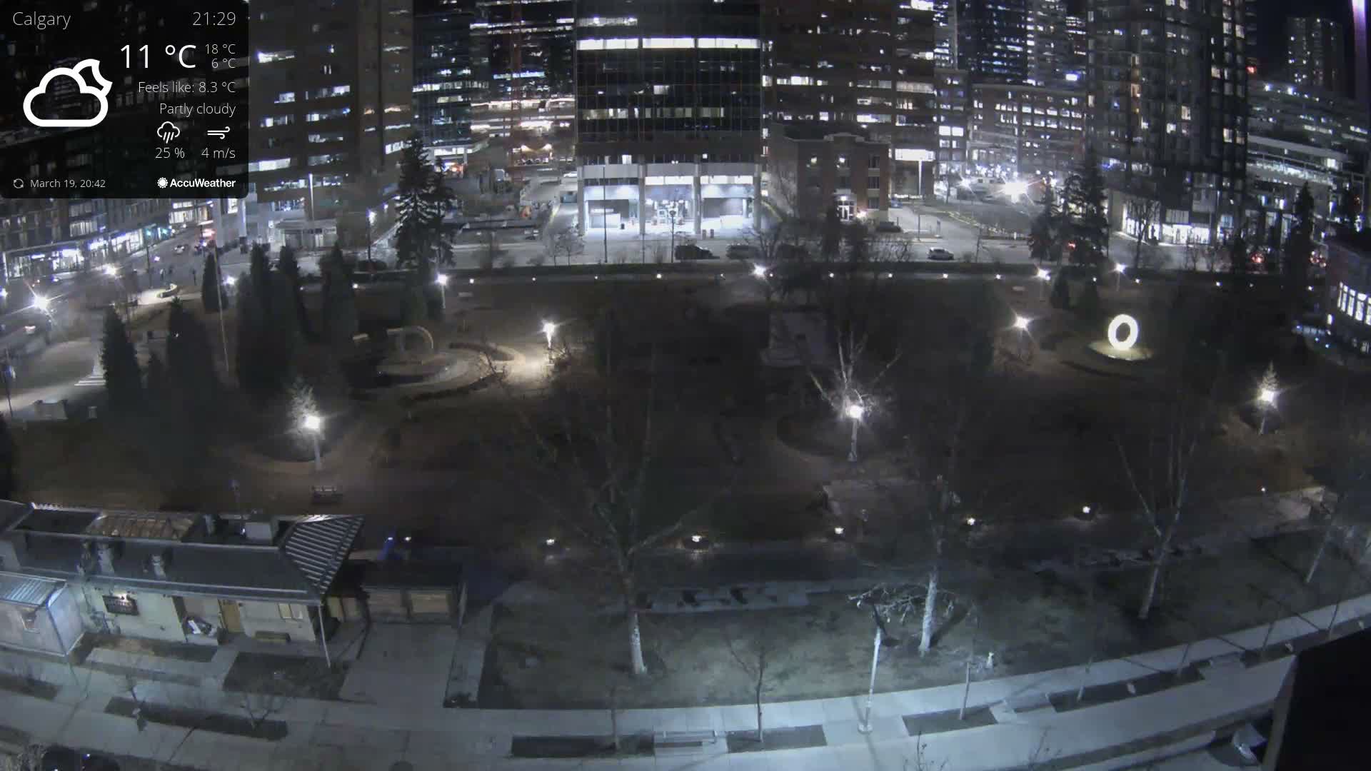 Calgary, Central Memorial Park Live Cam - Calgary, Rocky View County and Foothills County, Alberta, Canada