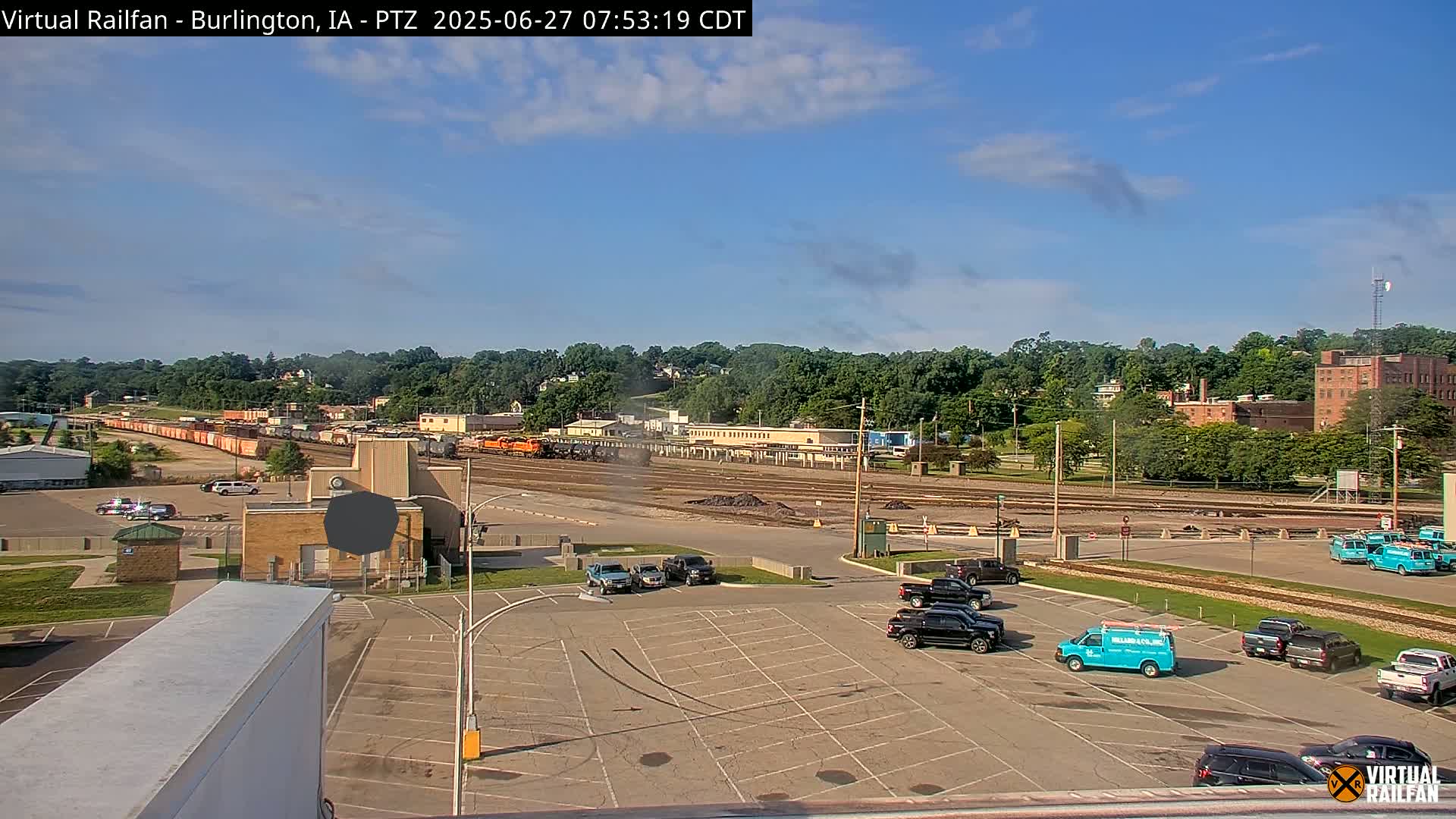 Burlington City & Mississippi River& BNSF Railway Burlington Station Live Cam - Burlington, Des Moines, Iowa, USA