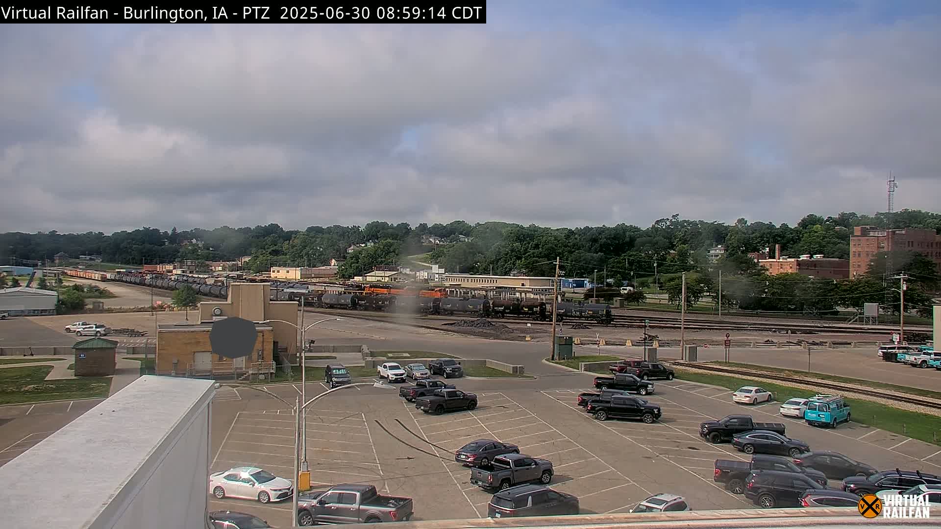 Burlington City & Mississippi River& BNSF Railway Burlington Station Live Cam - Burlington, Des Moines, Iowa, USA