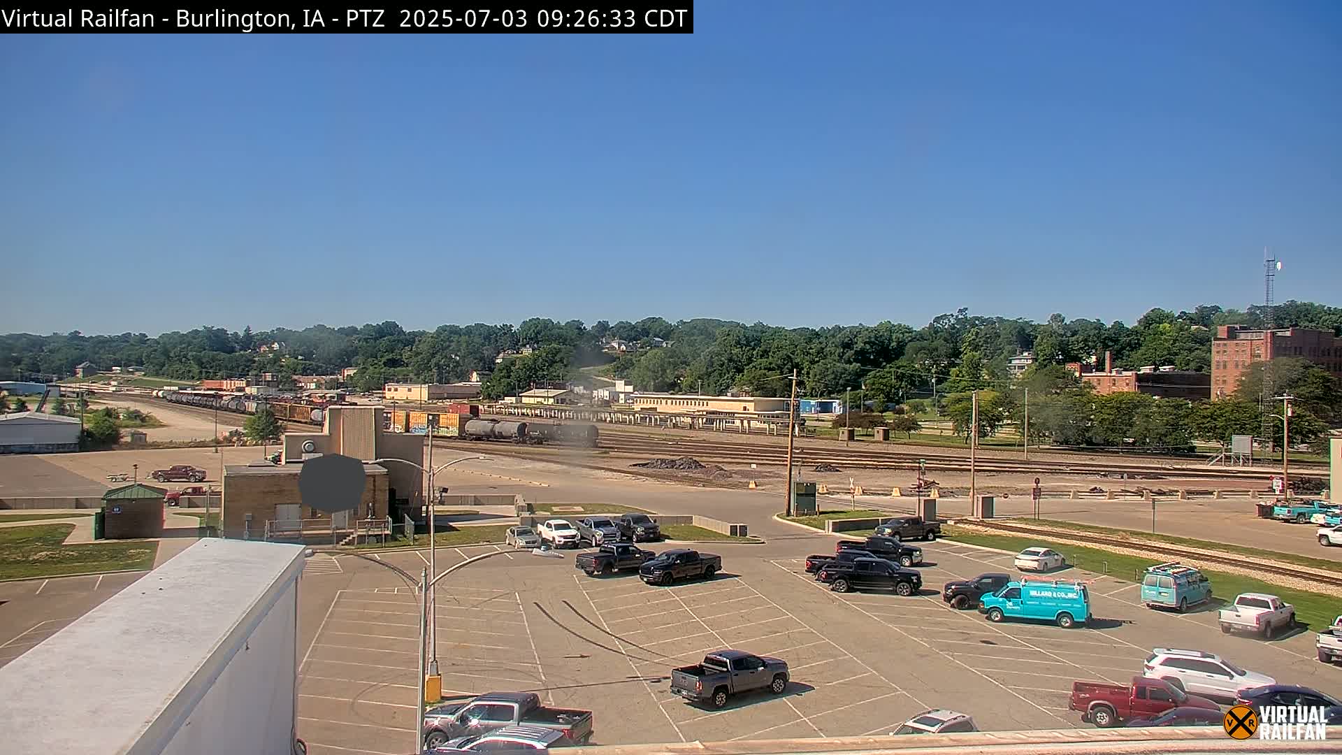 Burlington City & Mississippi River& BNSF Railway Burlington Station Live Cam - Burlington, Des Moines, Iowa, USA
