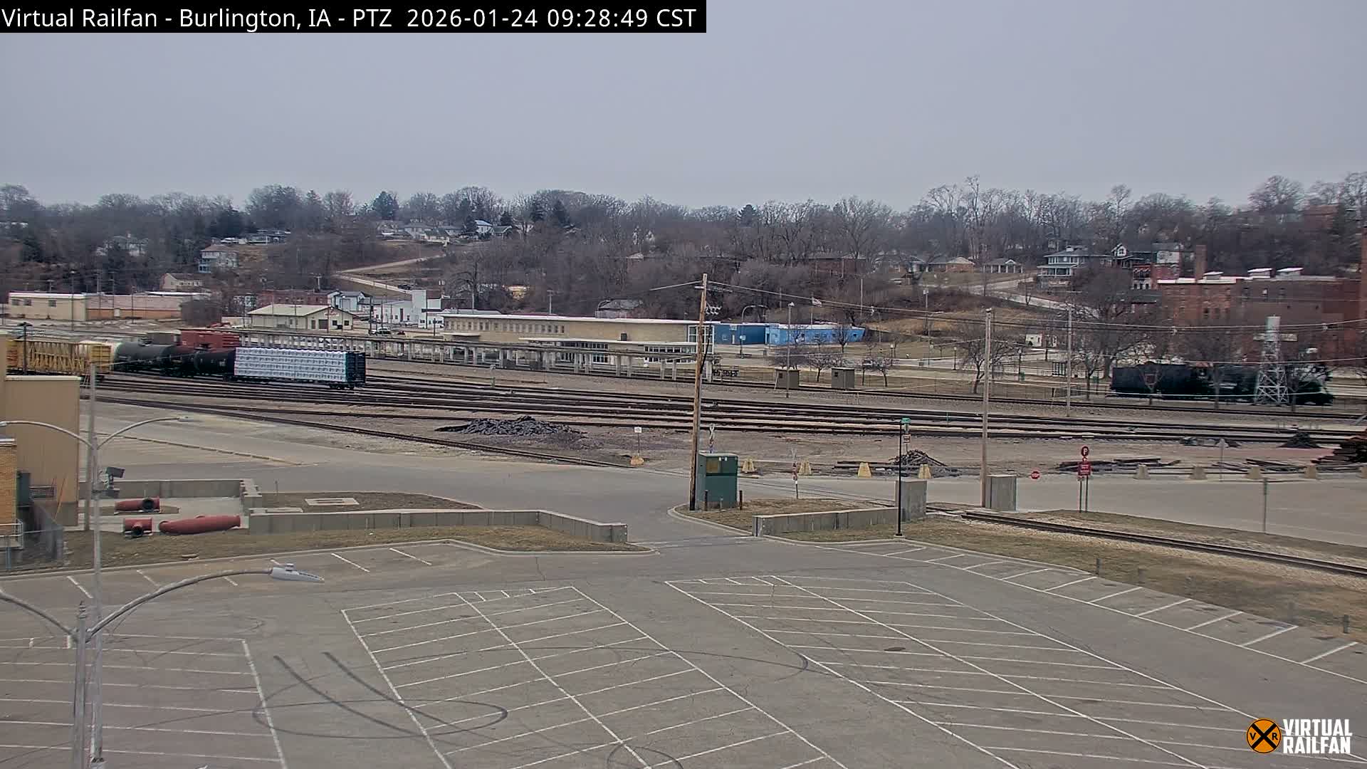 Burlington City & Mississippi River& BNSF Railway Burlington Station Live Cam - Burlington, Des Moines, Iowa, USA