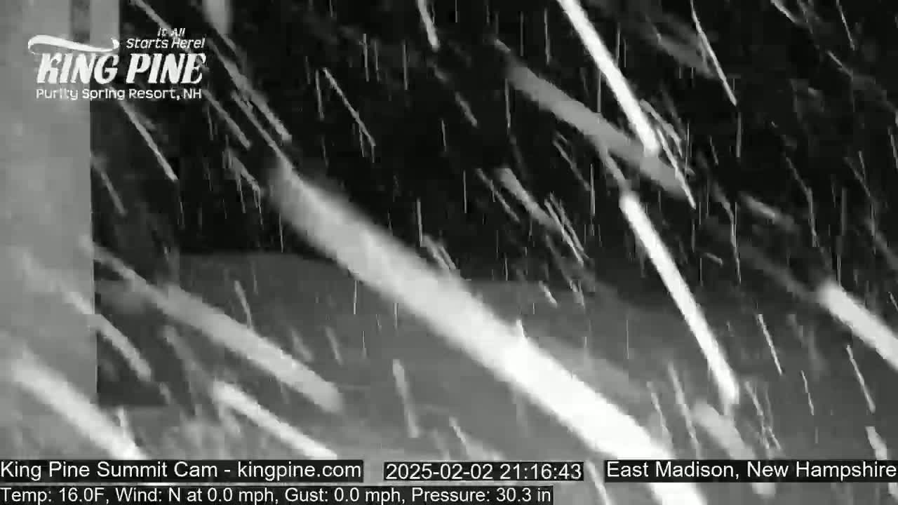 Heavy snow falls at night.
