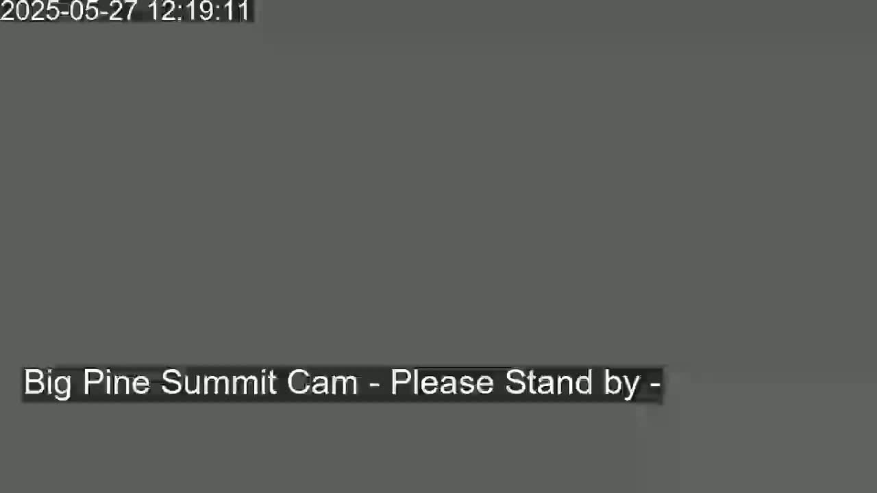 The image shows a solid gray screen with the message "Big Pine Summit Cam - Please Stand by -".