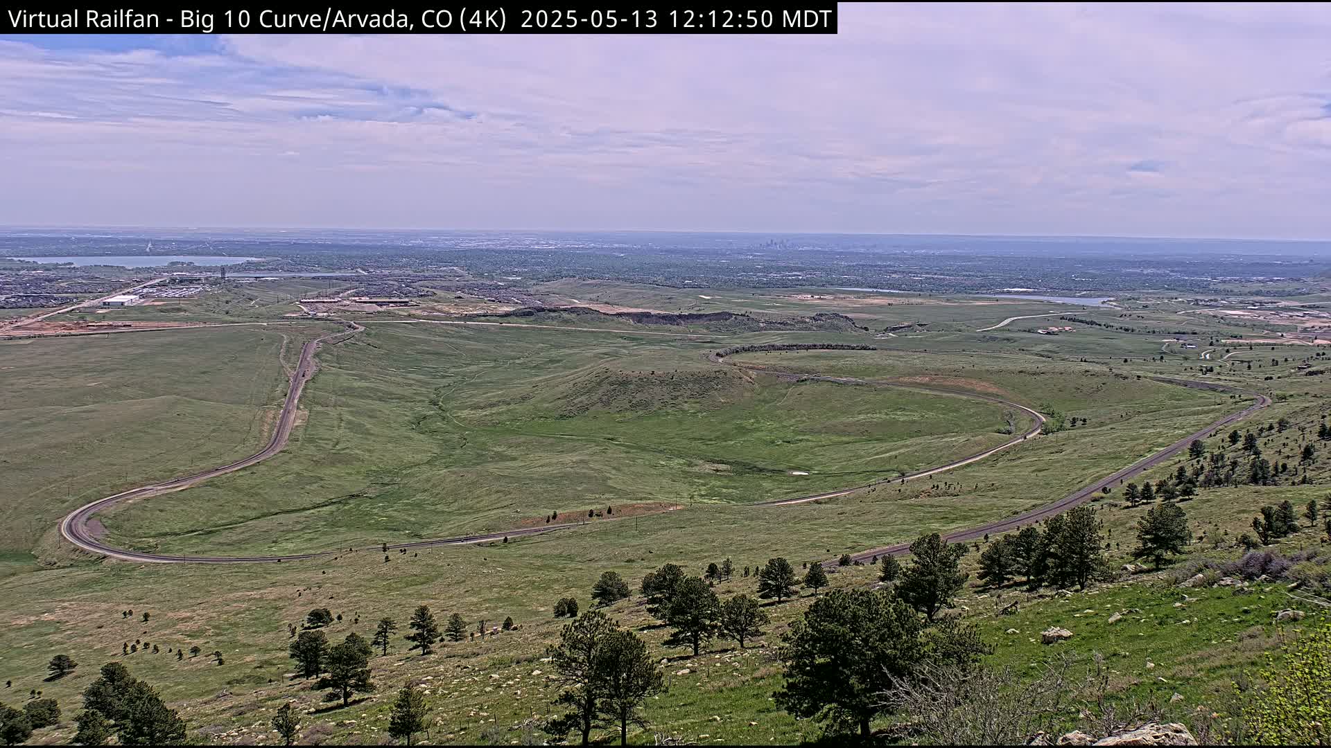 Denver Skyline  & Arvada Big  10 Curve Railroad Live Cam - Arvada, Jefferson, Colorado, USA