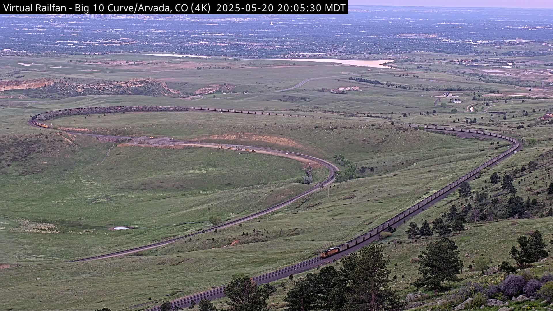 Denver Skyline  & Arvada Big  10 Curve Railroad Live Cam - Arvada, Jefferson, Colorado, USA