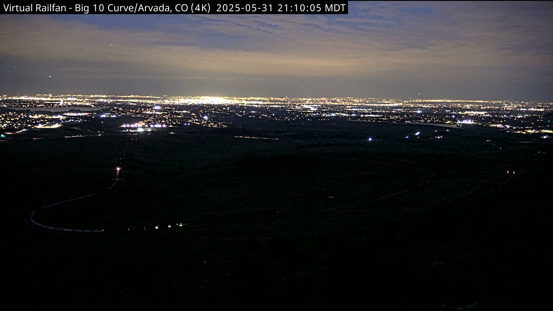 Denver Skyline  & Arvada Big  10 Curve Railroad Live Cam - Arvada, Jefferson, Colorado, USA