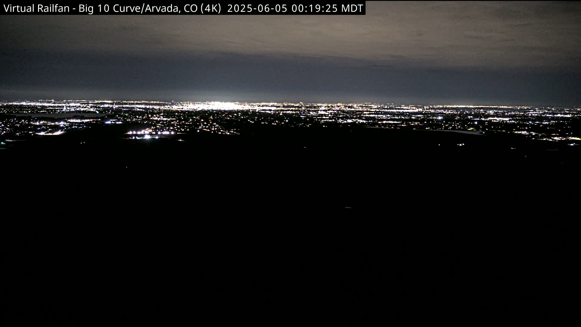 Denver Skyline  & Arvada Big  10 Curve Railroad Live Cam - Arvada, Jefferson, Colorado, USA