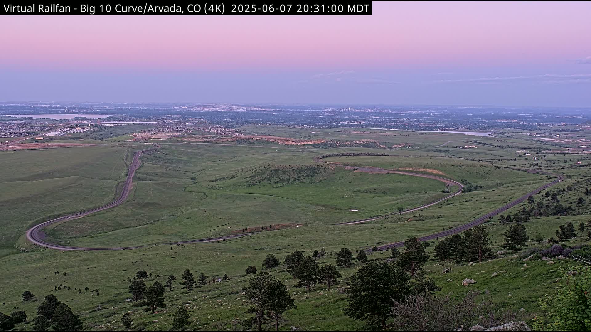 Denver Skyline  & Arvada Big  10 Curve Railroad Live Cam - Arvada, Jefferson, Colorado, USA