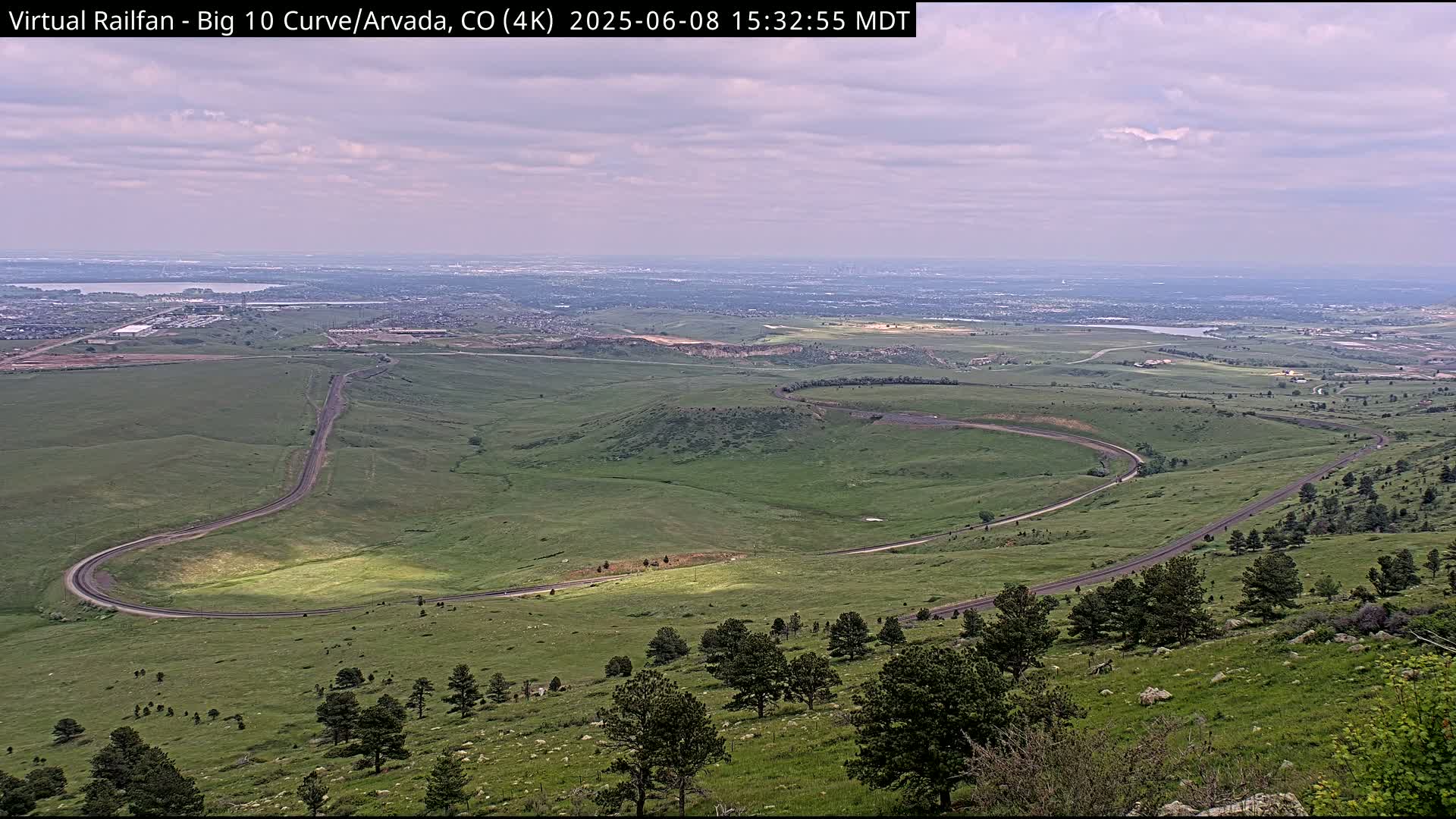 Denver Skyline  & Arvada Big  10 Curve Railroad Live Cam - Arvada, Jefferson, Colorado, USA