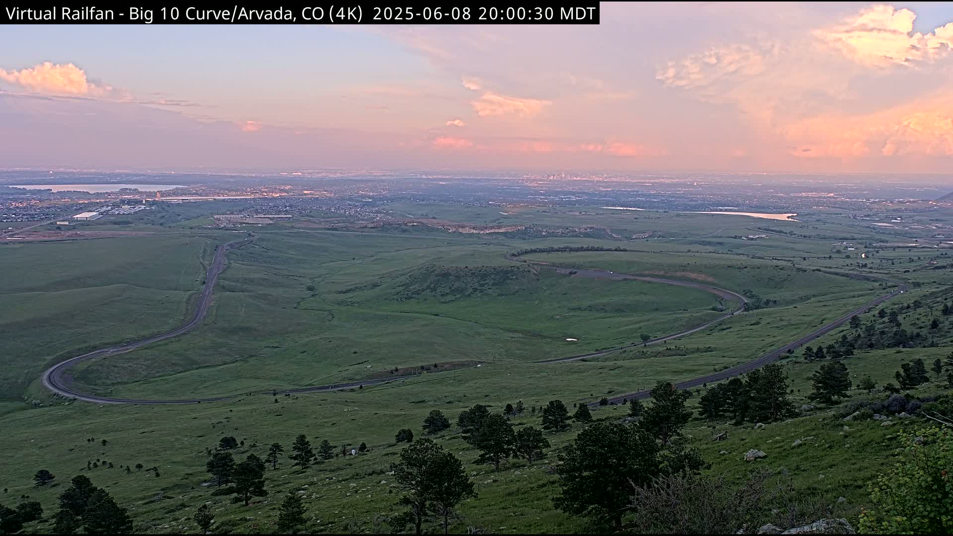Denver Skyline  & Arvada Big  10 Curve Railroad Live Cam - Arvada, Jefferson, Colorado, USA