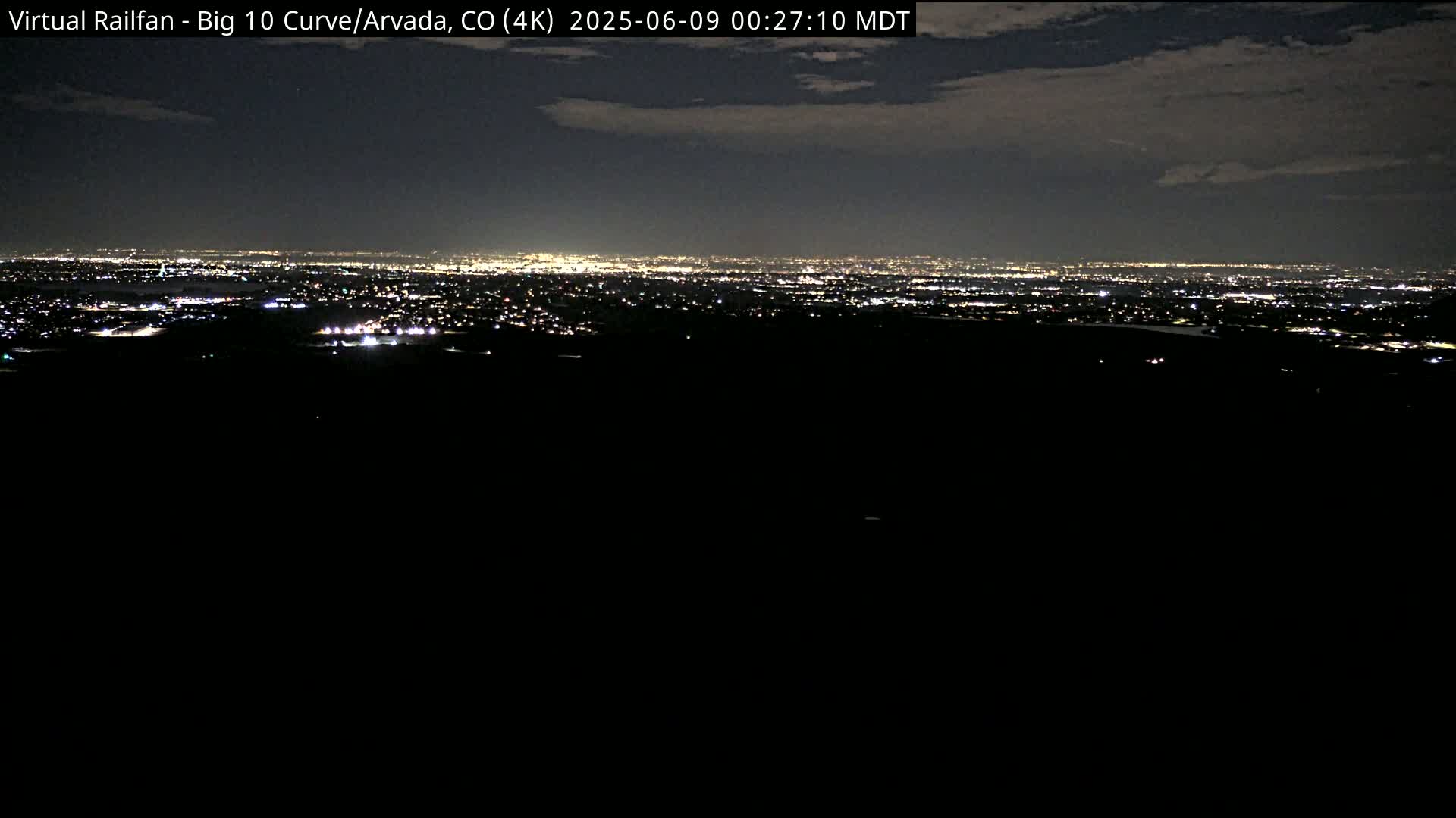 Denver Skyline  & Arvada Big  10 Curve Railroad Live Cam - Arvada, Jefferson, Colorado, USA