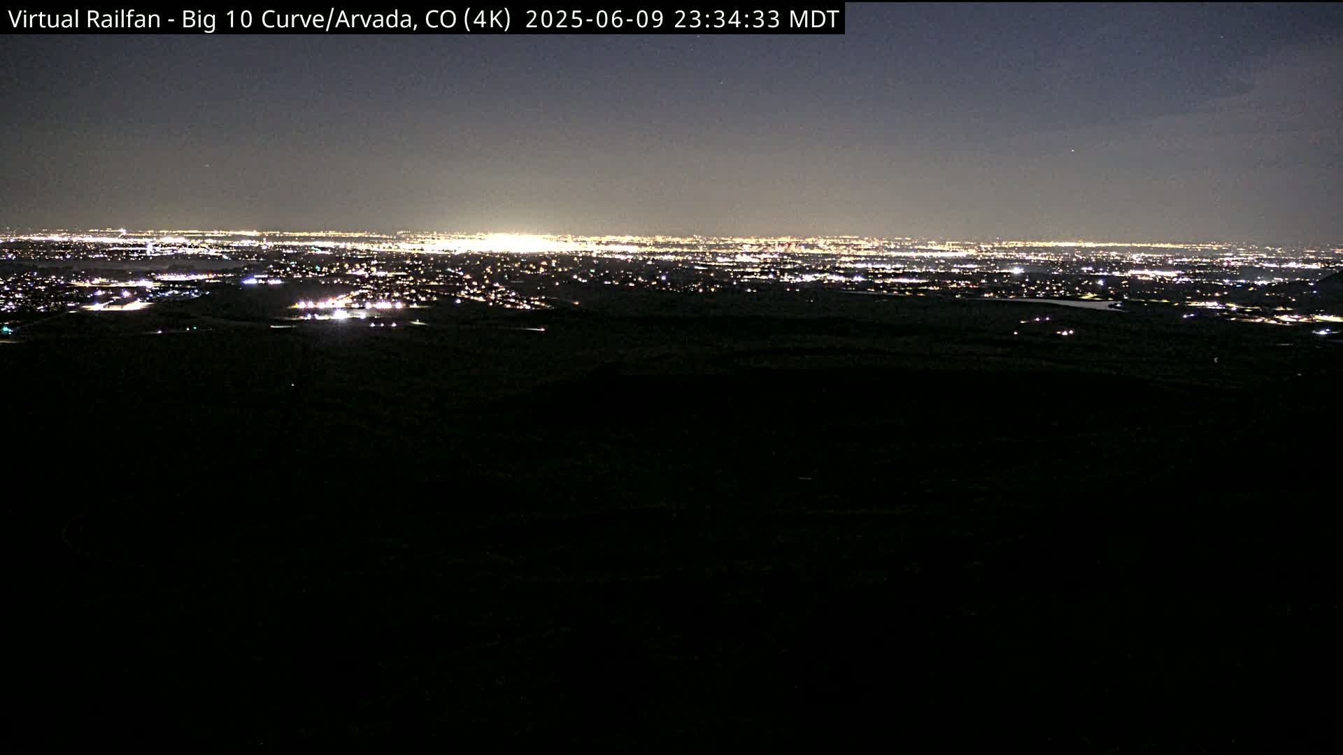 Denver Skyline  & Arvada Big  10 Curve Railroad Live Cam - Arvada, Jefferson, Colorado, USA