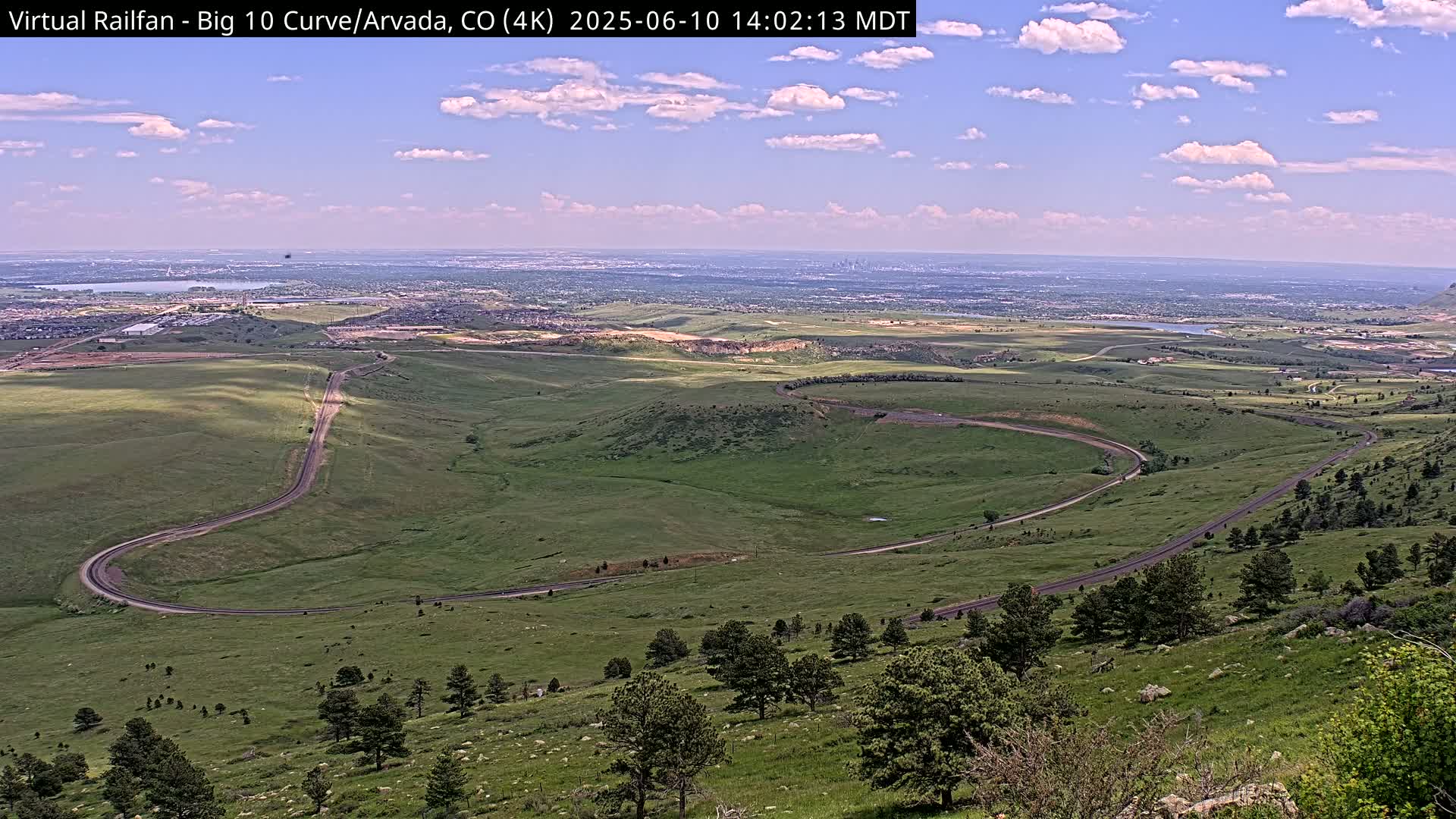 Denver Skyline  & Arvada Big  10 Curve Railroad Live Cam - Arvada, Jefferson, Colorado, USA