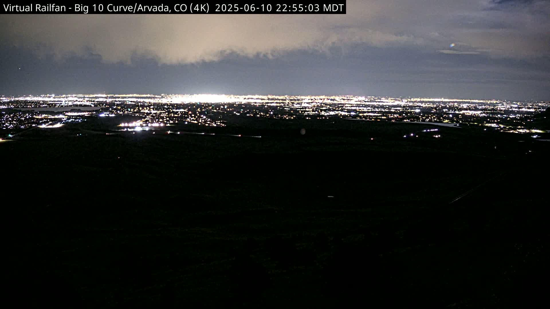 Denver Skyline  & Arvada Big  10 Curve Railroad Live Cam - Arvada, Jefferson, Colorado, USA