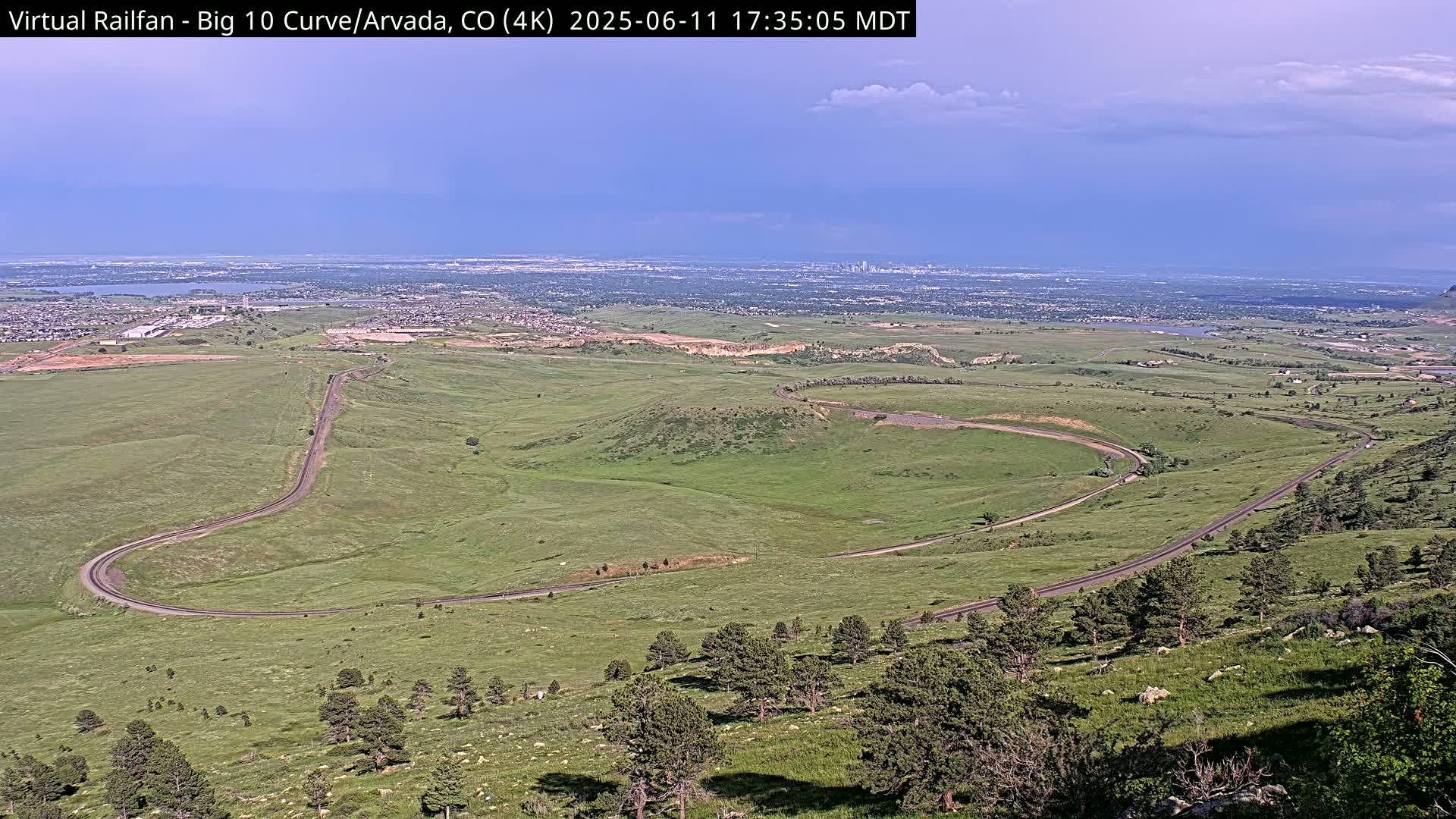 Denver Skyline  & Arvada Big  10 Curve Railroad Live Cam - Arvada, Jefferson, Colorado, USA