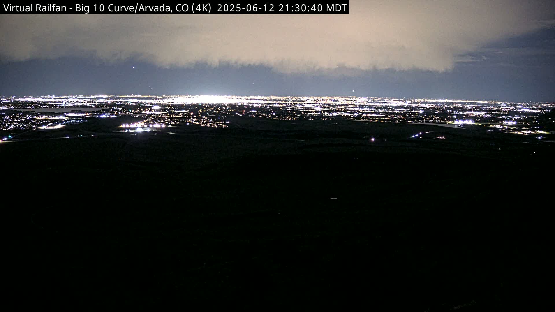 Denver Skyline  & Arvada Big  10 Curve Railroad Live Cam - Arvada, Jefferson, Colorado, USA