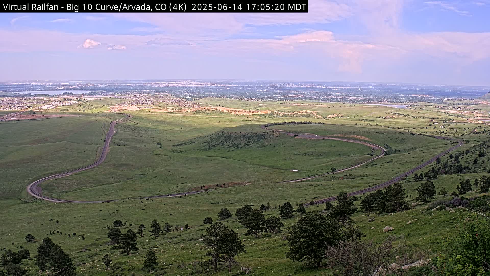 Denver Skyline  & Arvada Big  10 Curve Railroad Live Cam - Arvada, Jefferson, Colorado, USA