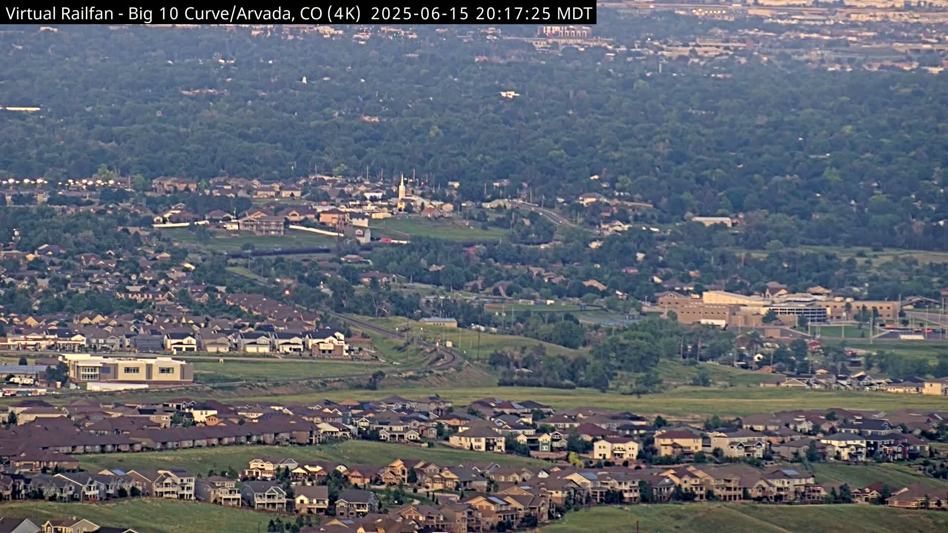 Denver Skyline  & Arvada Big  10 Curve Railroad Live Cam - Arvada, Jefferson, Colorado, USA