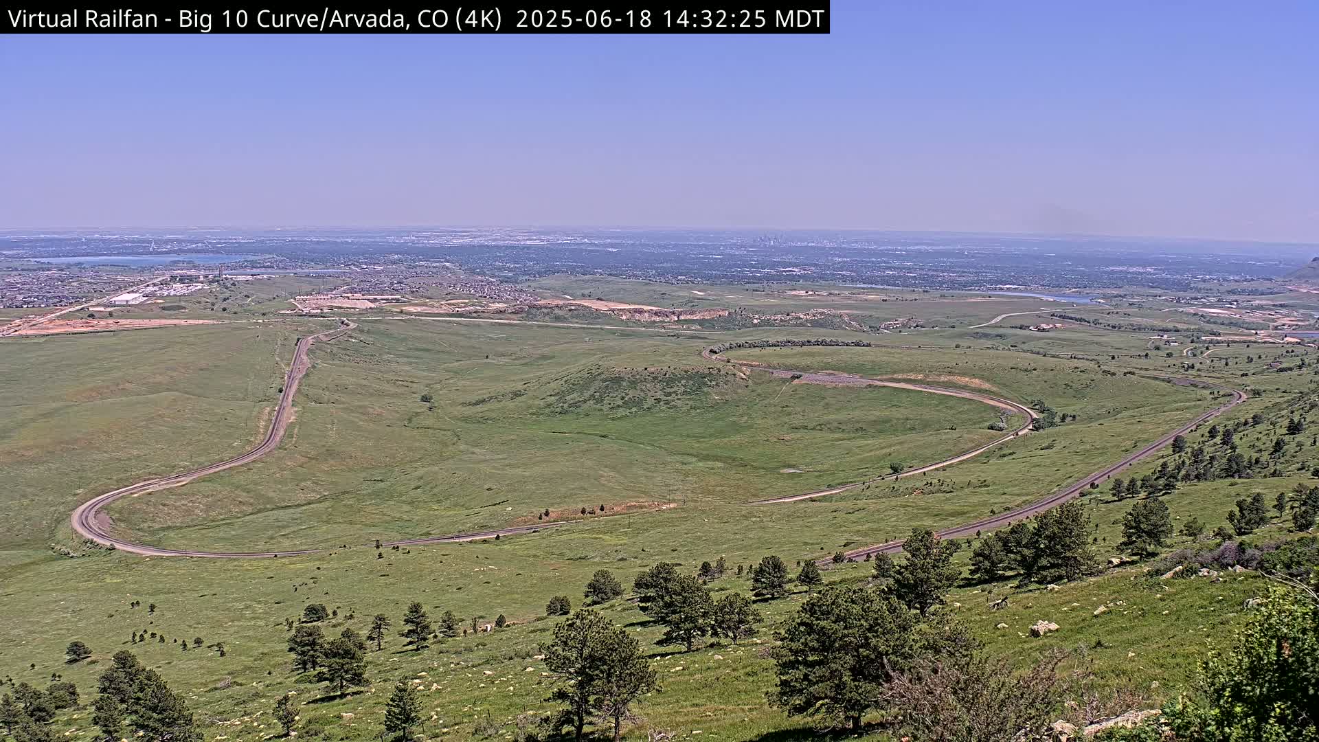 Denver Skyline  & Arvada Big  10 Curve Railroad Live Cam - Arvada, Jefferson, Colorado, USA