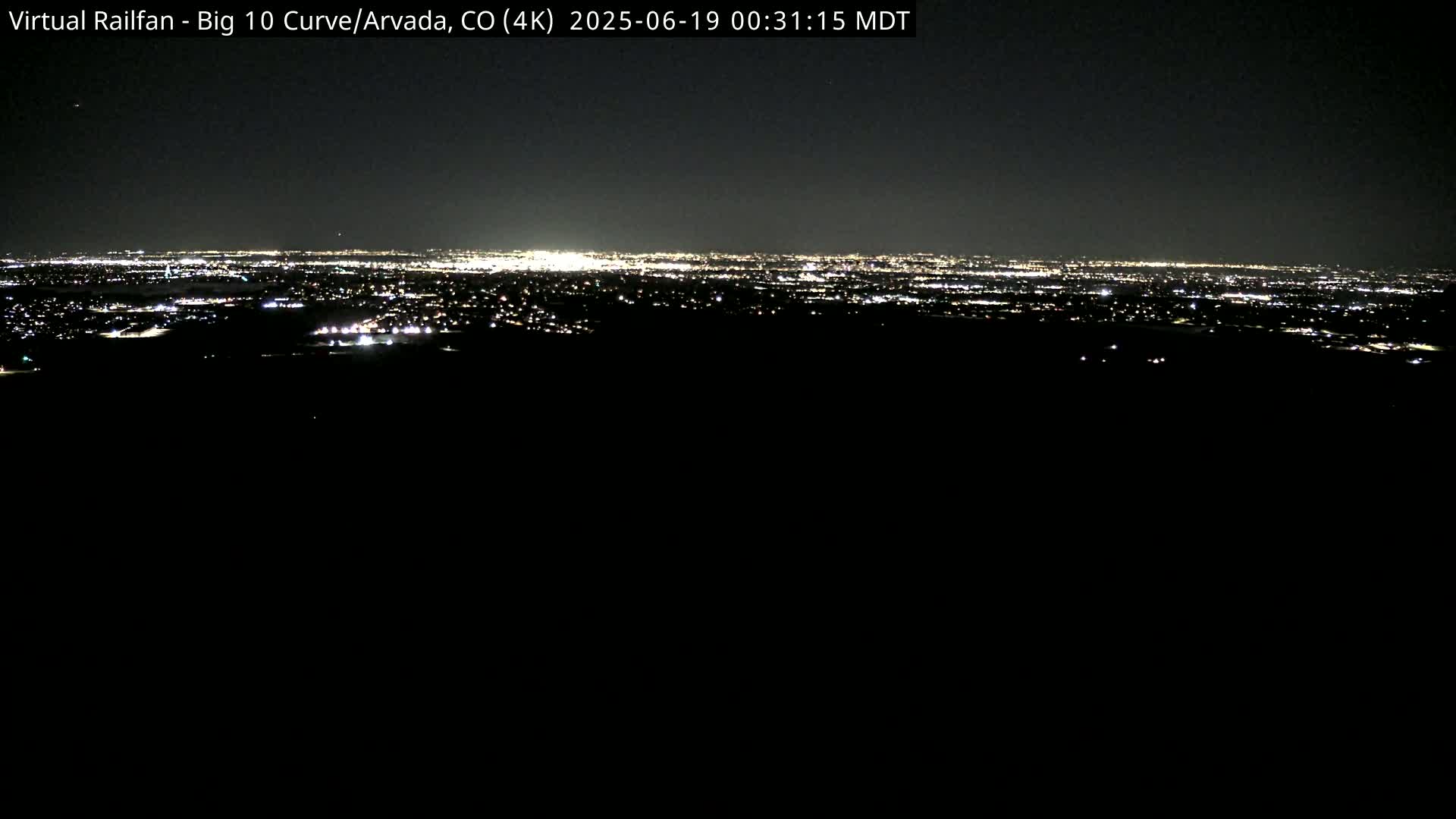 Denver Skyline  & Arvada Big  10 Curve Railroad Live Cam - Arvada, Jefferson, Colorado, USA