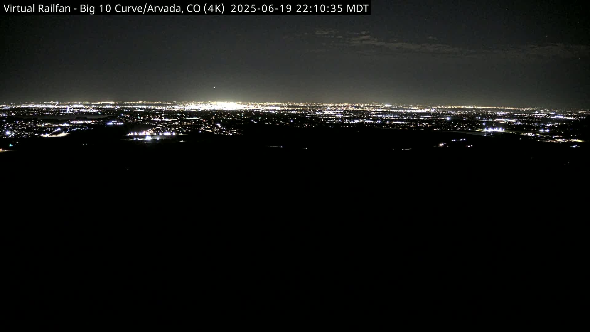 Denver Skyline  & Arvada Big  10 Curve Railroad Live Cam - Arvada, Jefferson, Colorado, USA