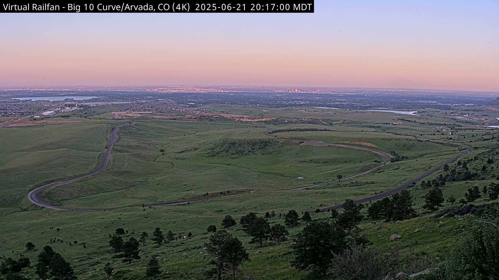 Denver Skyline  & Arvada Big  10 Curve Railroad Live Cam - Arvada, Jefferson, Colorado, USA