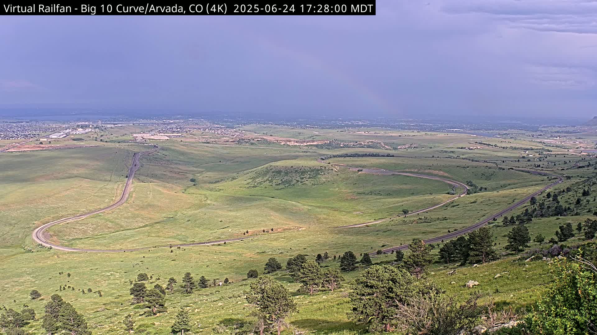 Denver Skyline  & Arvada Big  10 Curve Railroad Live Cam - Arvada, Jefferson, Colorado, USA