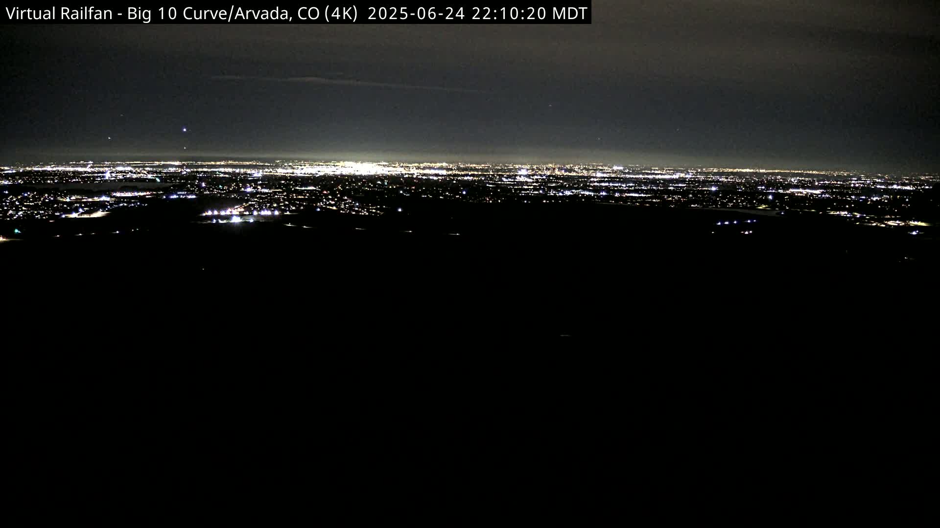 Denver Skyline  & Arvada Big  10 Curve Railroad Live Cam - Arvada, Jefferson, Colorado, USA